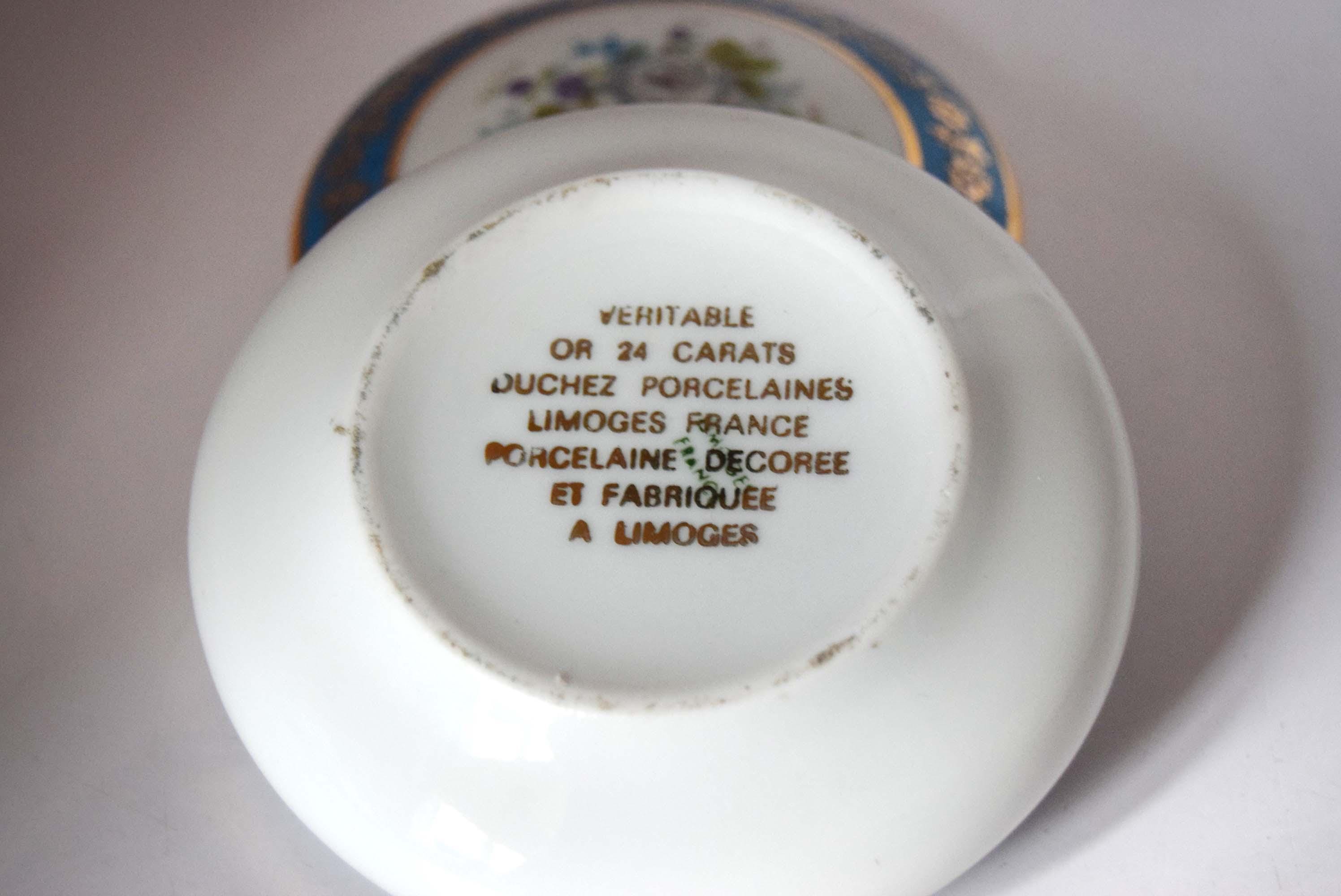 Meissner Limoges France Small Domed Trinket Box Pot | Floral c1950
