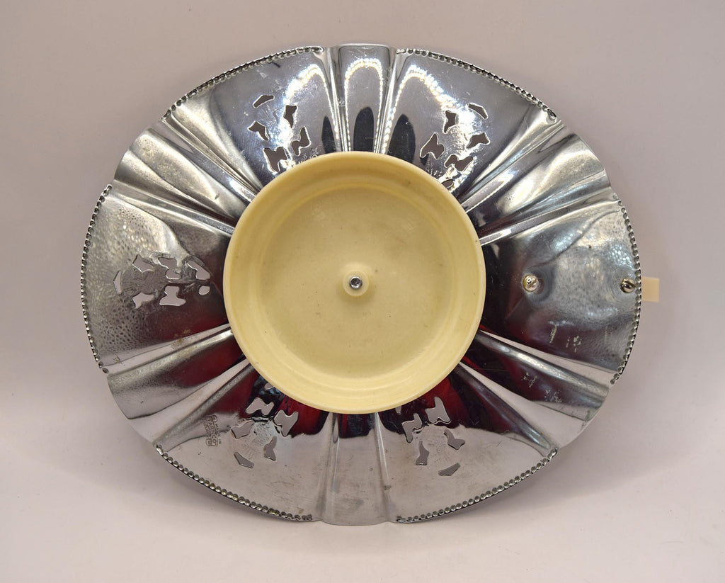 1930s Farnco England Footed Chromed Metal Serving Tray | Scottish Thistle motif