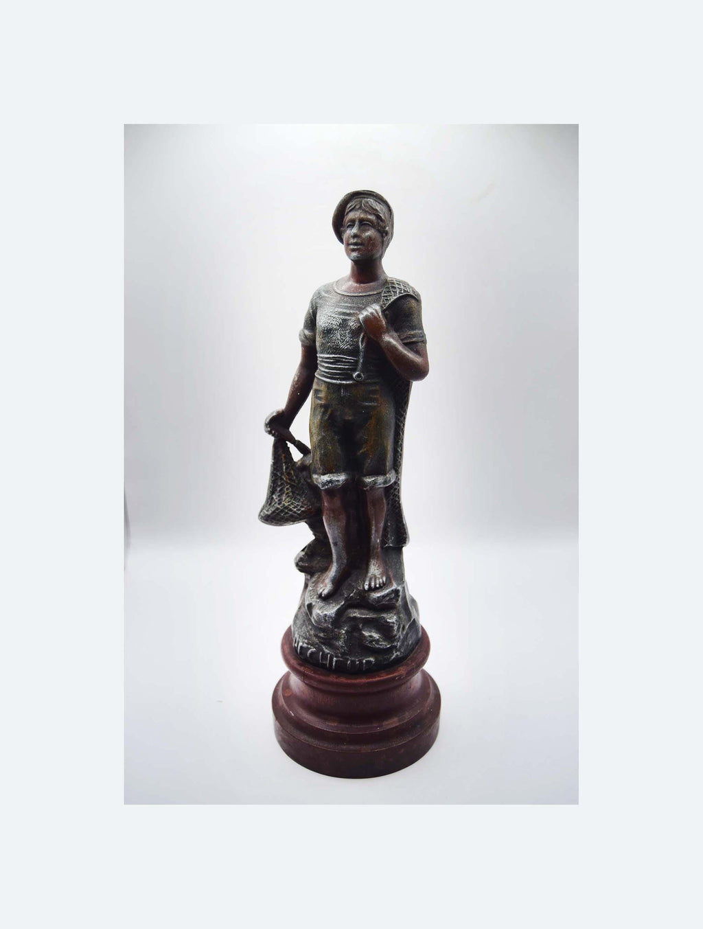 Late 19thC 'Pecheur' French Spelter Figurine - Fisherman - Height 11.5"