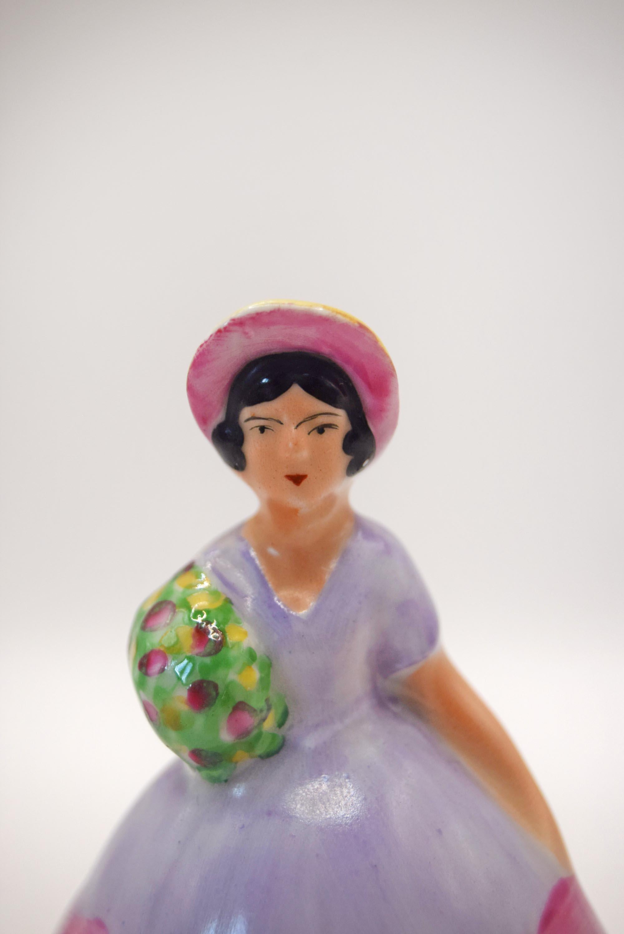 Carlton Ware Crinoline Lady Napkin Ring: Art Deco Hand-Painted Ceramic