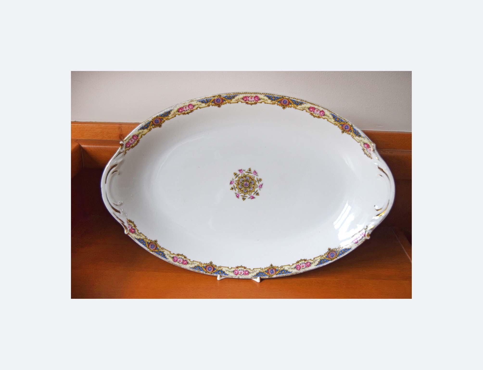 16-inch "Grand" oval serving platter. Manufactured by the prestigious F. Legrand &amp; Cie in Limoges, France, this piece features authentic period backstamps that date it to approximately 1924.