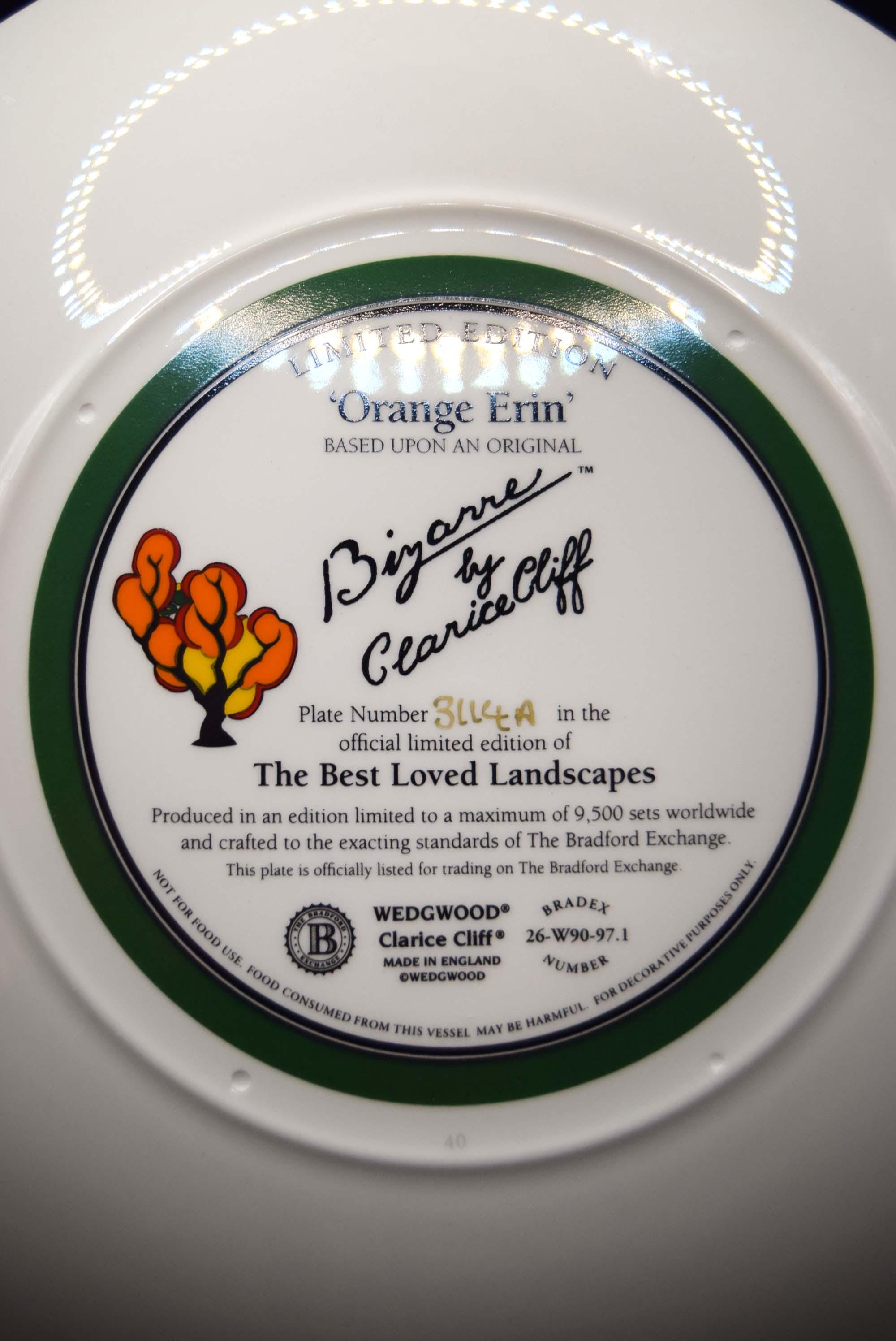 Clarice Cliff Orange Erin 10" Decorative Plate. Art Deco. Limited Edition. Mint