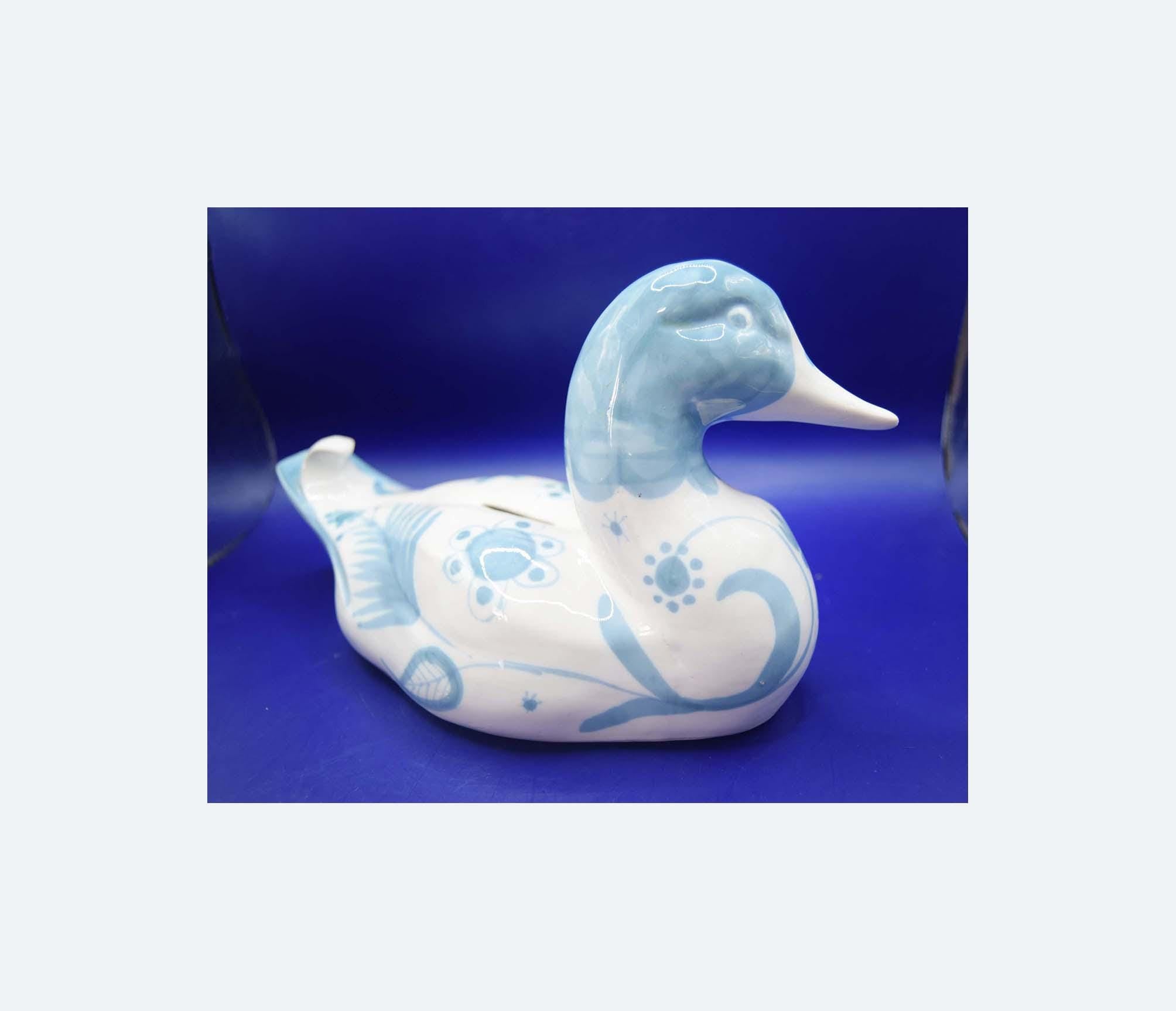 David Sharp, Rye - Teal Blue And White Duck Collectable Money Box | 1980s | Piggy Bank