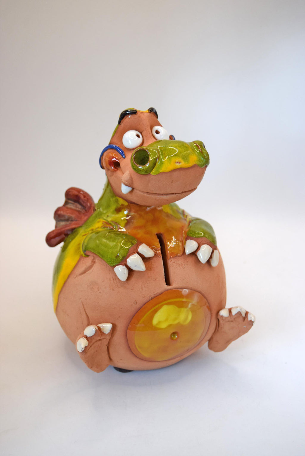 Dragon Piggy Bank: Whimsical Kids Decor - Midene Art Studio - Handmade Clay Pottery