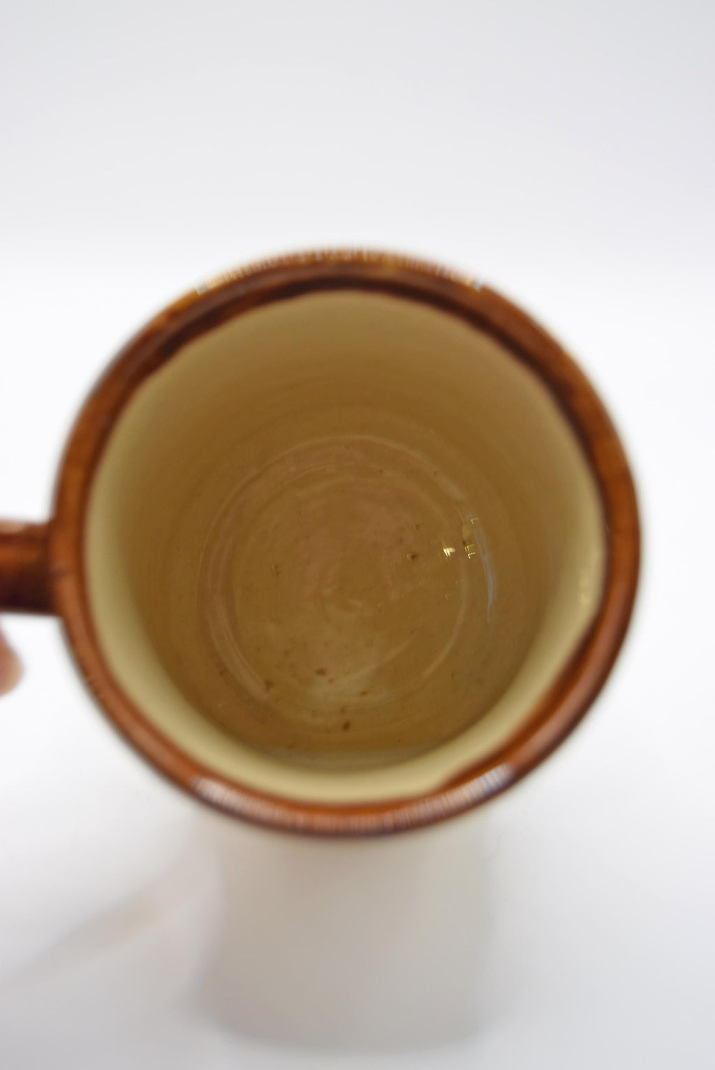 A rare, classic small children's 19th c. English Staffordshire pottery salt glaze cup, mug or coffee can embellished with flowers, l
