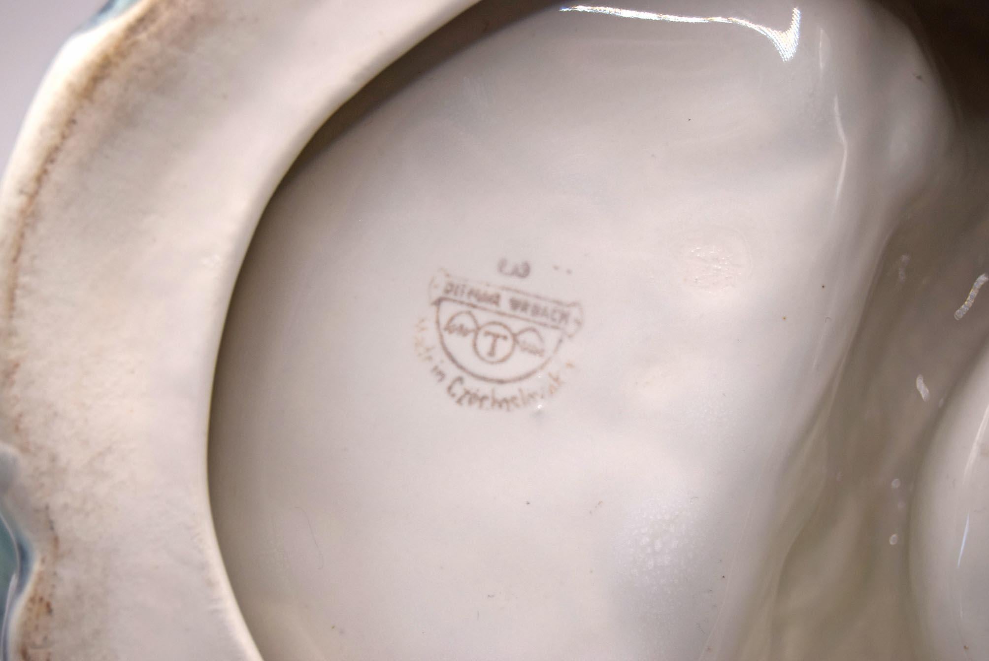 Art Deco Ditmar Urbach Polar Bear Bowl, 1930s Czechoslovakian Ceramic Dish