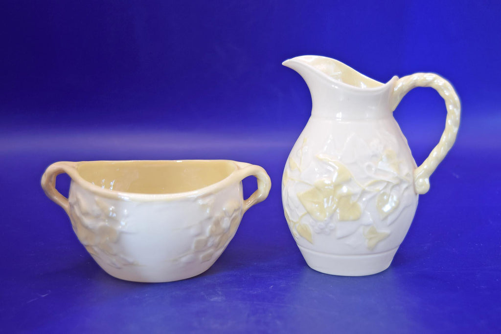 Belleek Ireland Porcelain Set of 3 Cream jugs and Sugar Bowls - c1940s