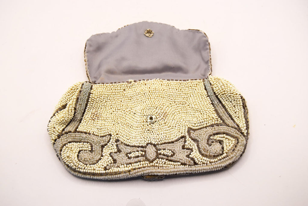 Vintage French Art Deco Beaded Evening Bag Purse with Hand Strap c1920s