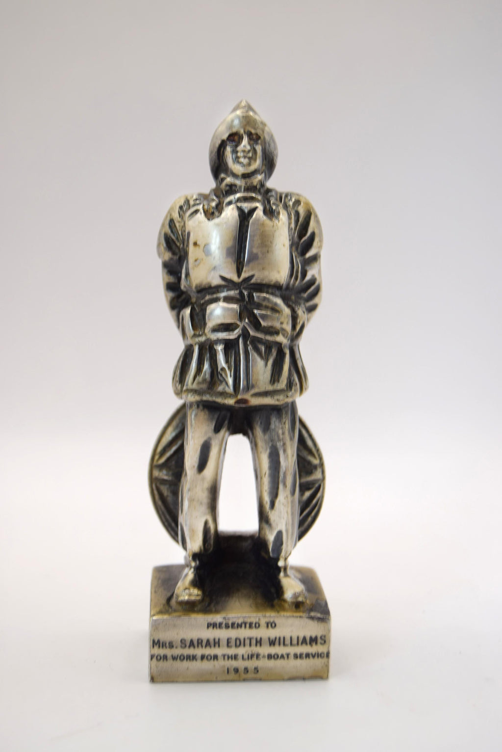 RARE FIND Vintage Presentation Statue for Lifeboat Service 1955. Silvered brass