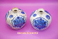 2 x Antique Fenton Osaka Blue & White Guilded Globe Vases c1910s