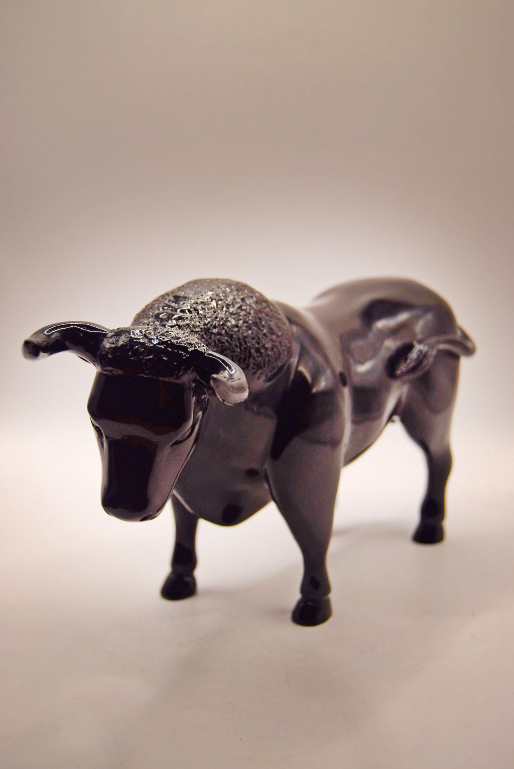 Rare Large Vintage Black Bull Sculpture Figurine | Black gloss finish | Heavy quality