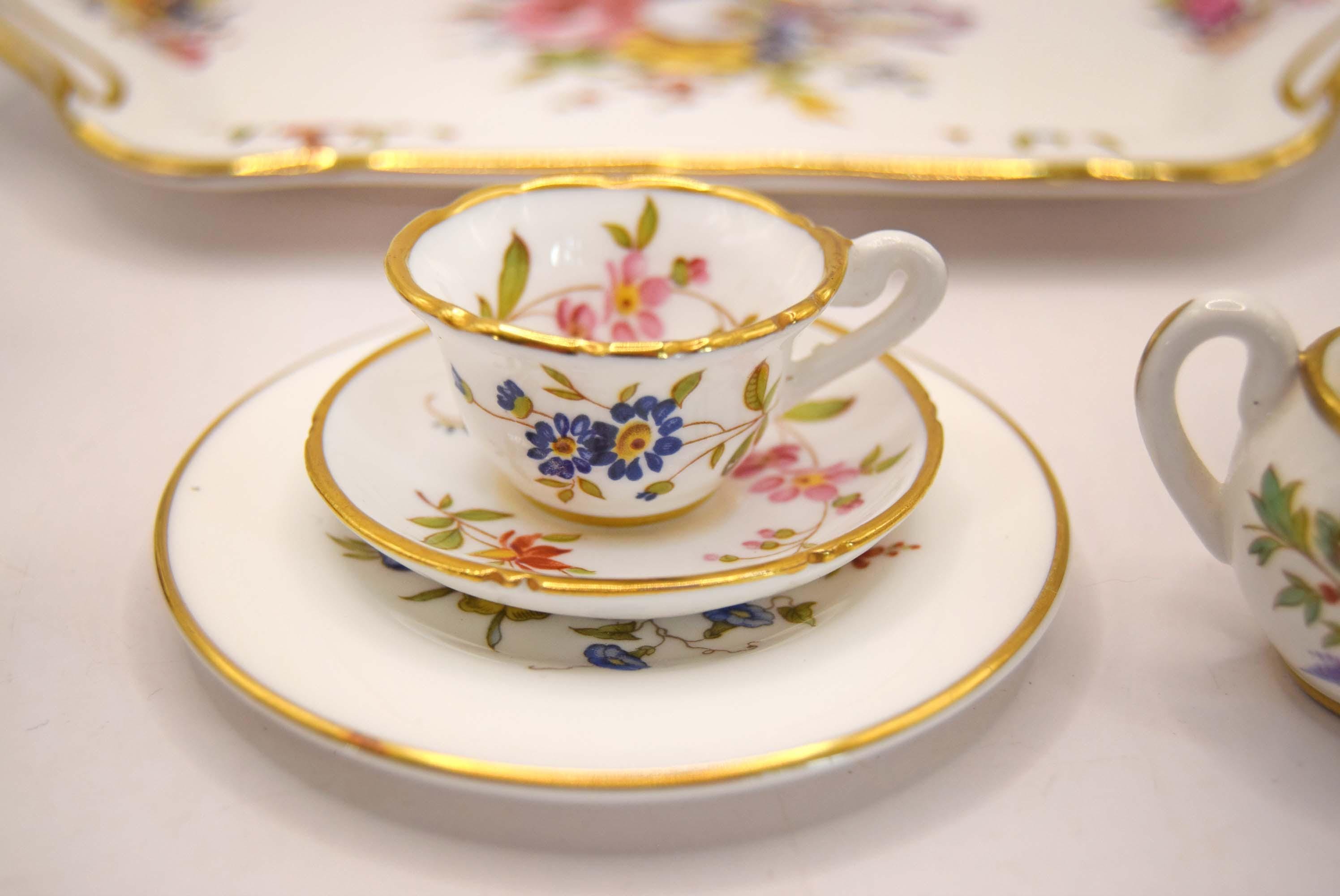 Hammersley Miniature Tea Set 'Howard Sprays' - Mint Condition - 8pc with Tray