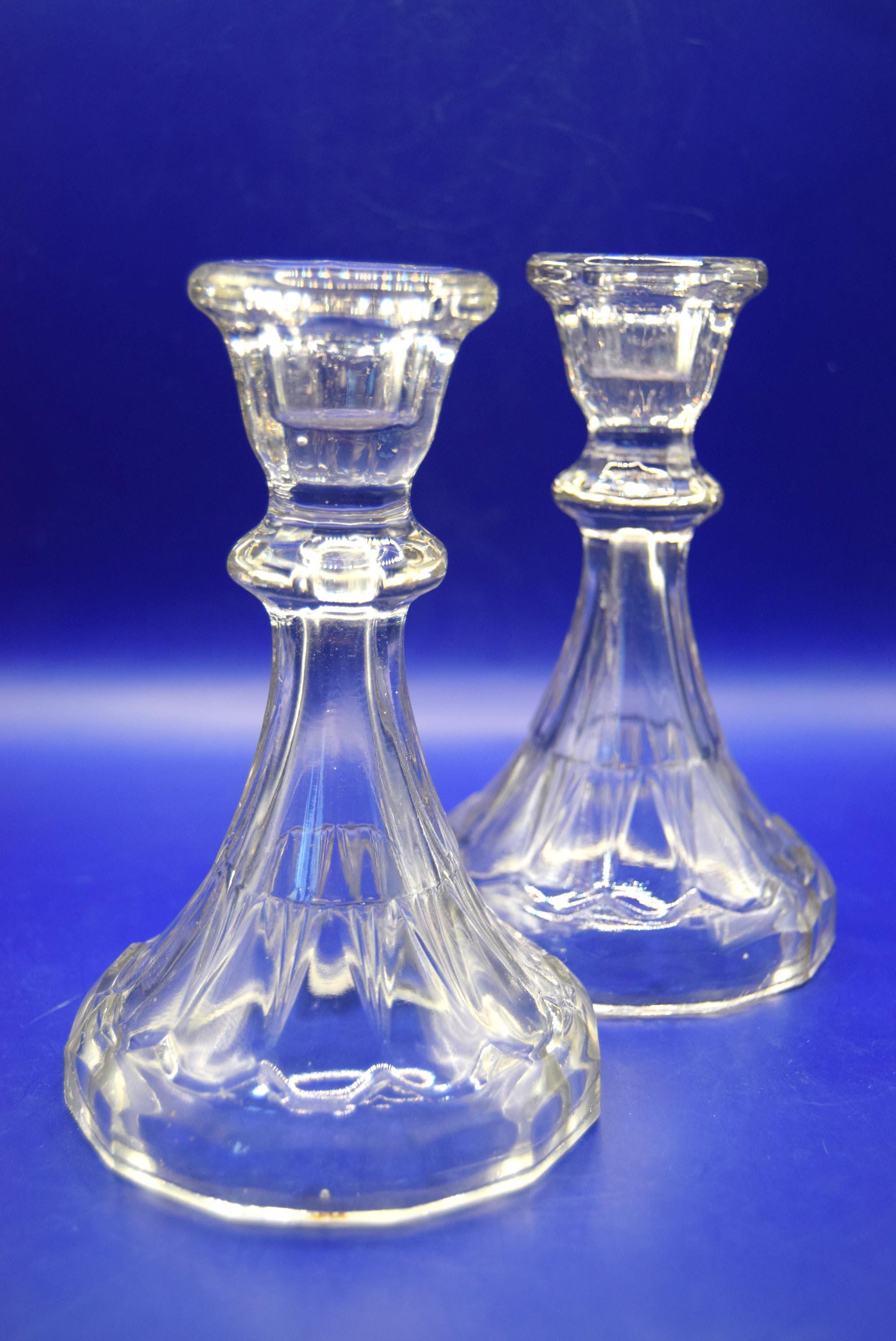 Pair of Art Deco Glass Candlesticks c1930s