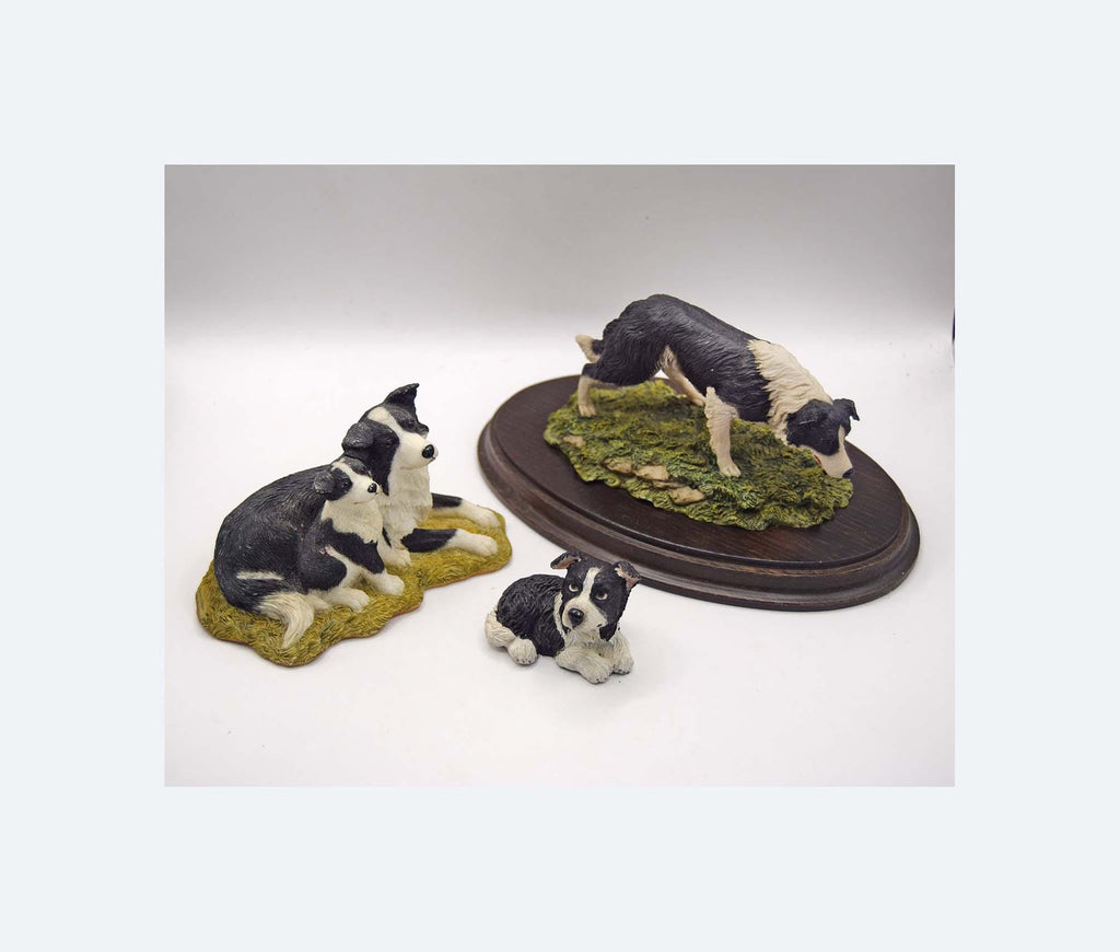 Collection of 3 Border Collie Sheep Dog figurines inc. Sherratt & Simpson and Country Artists