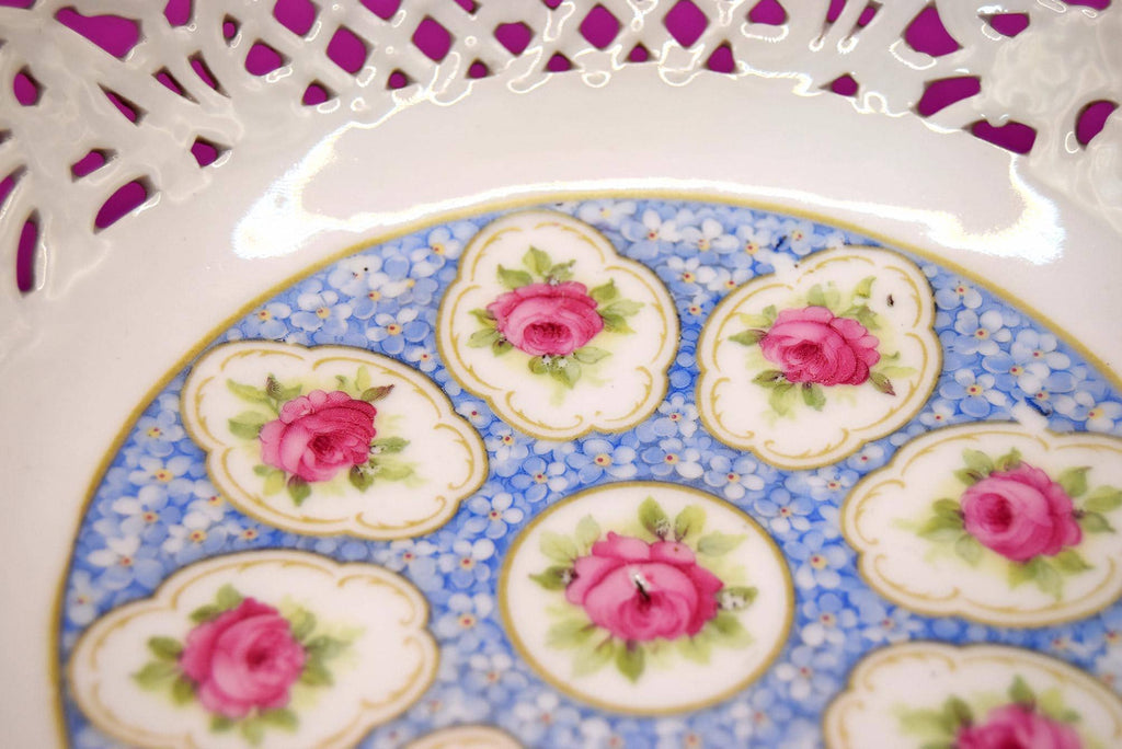 Antique Schumann Bavaria Reticulated Porcelain Fruit Bowl c1930s.....Rare Pattern