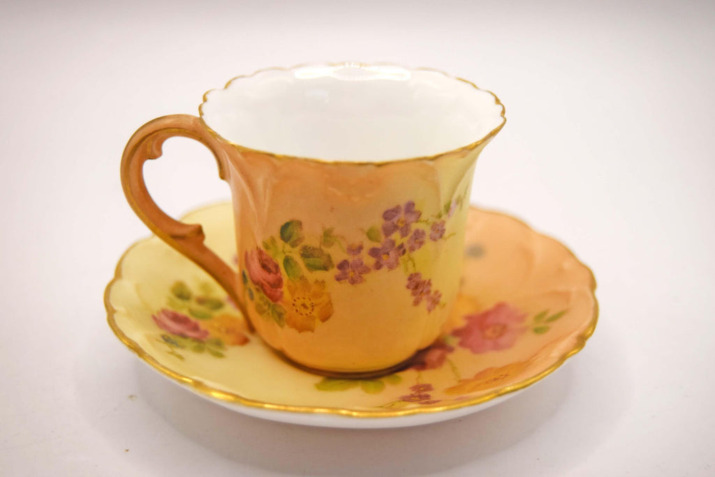 MINT 1901 Royal Worcester Miniature Teacup & Saucer - Blush Ivory -RN 234574