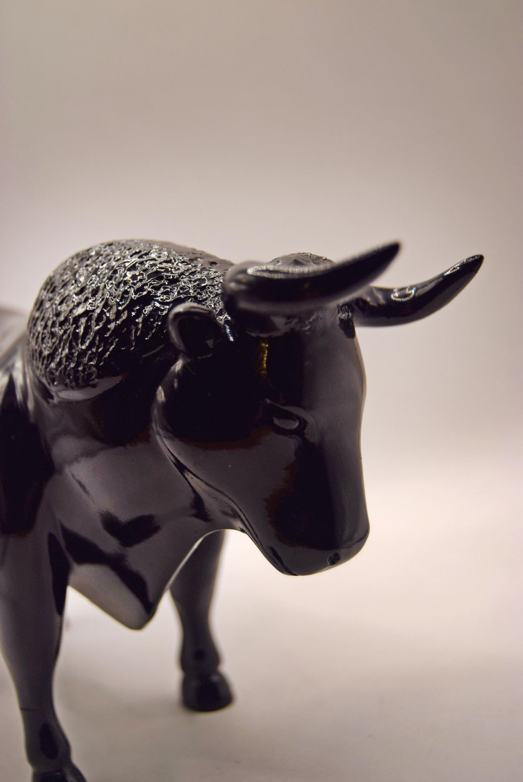 Rare Large Vintage Black Bull Sculpture Figurine | Black gloss finish | Heavy quality