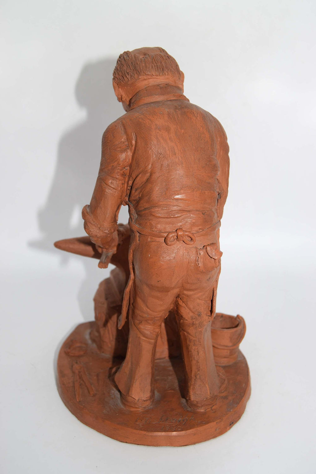 Vintage 1980 Terracotta 'Blacksmith' Figurine – by Sculptor Leslie Fishleigh