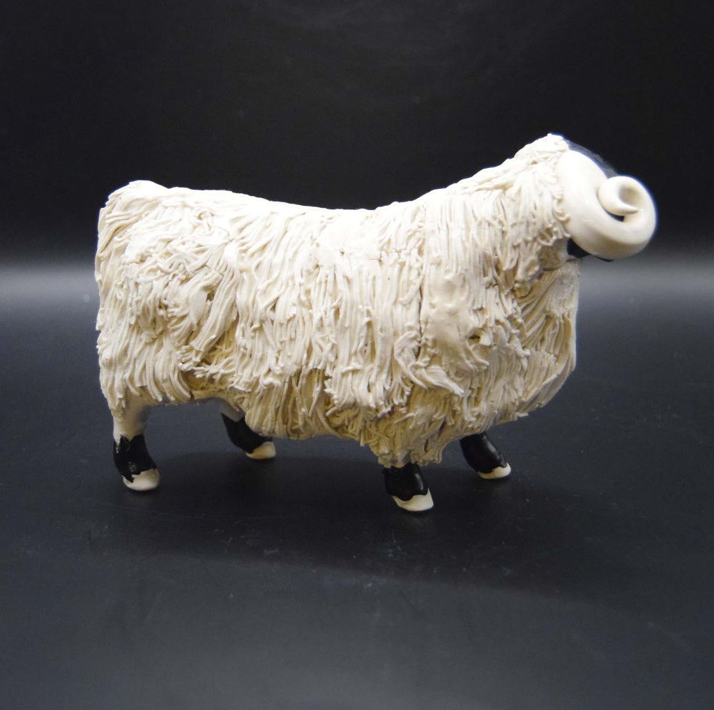 Spaghetti Pottery Blackface Highland Ram Figurine c1960s