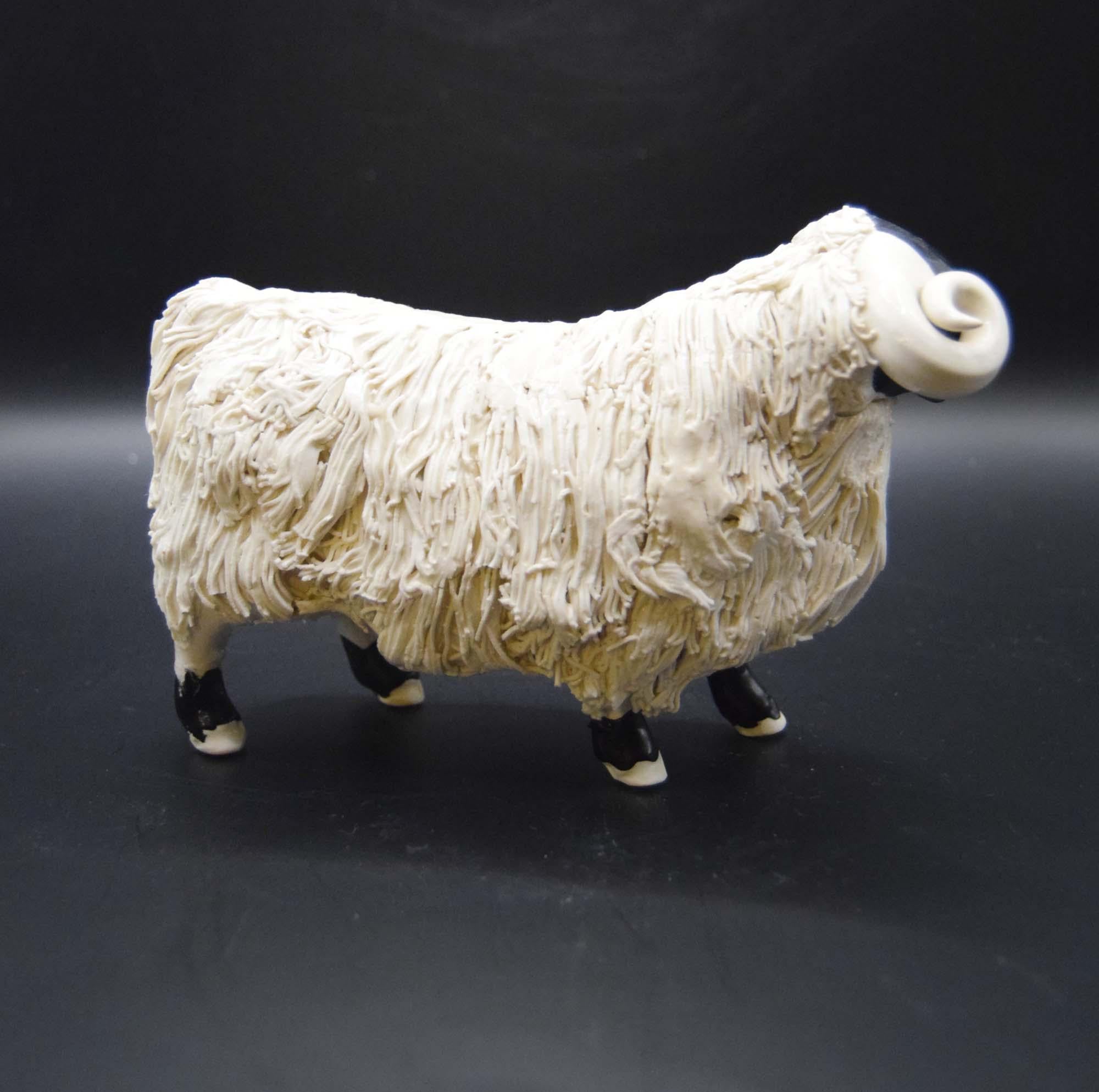 Spaghetti Pottery Blackface Highland Ram Figurine c1960s
