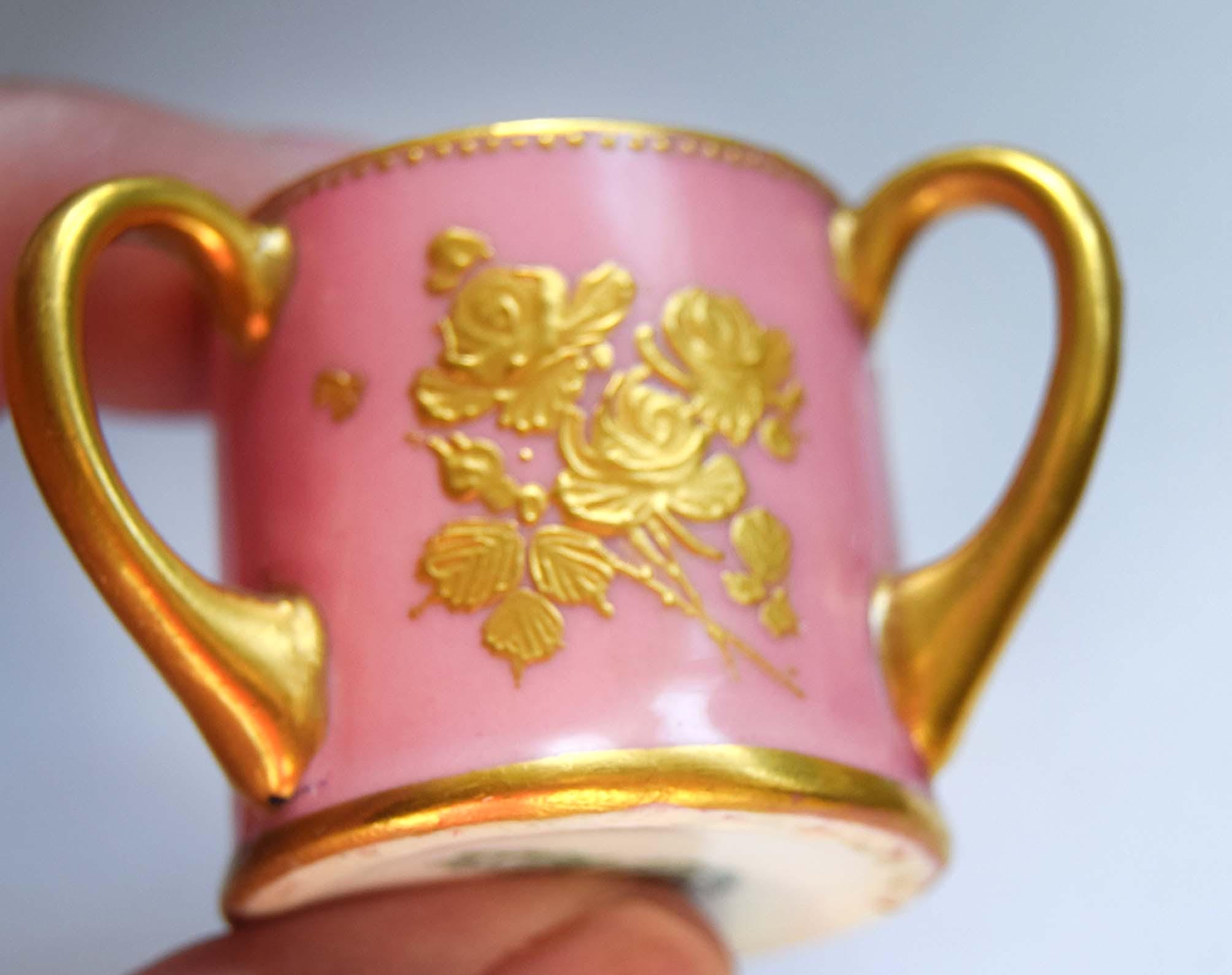 VERY RARE 24K Gold Royal Doulton Miniature Tyg - Robert Allen Studio RA 3402 - c1902