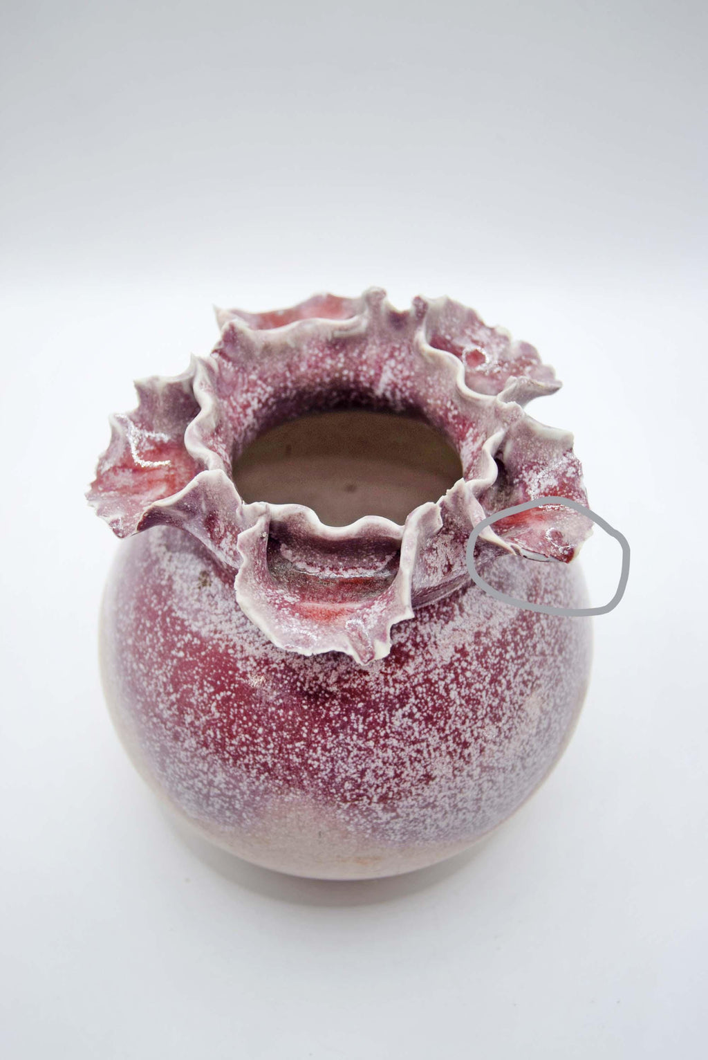 Frilled Vase by Ned Heywood ~ Studio Pottery Chepstow, Pink and Natural 1985