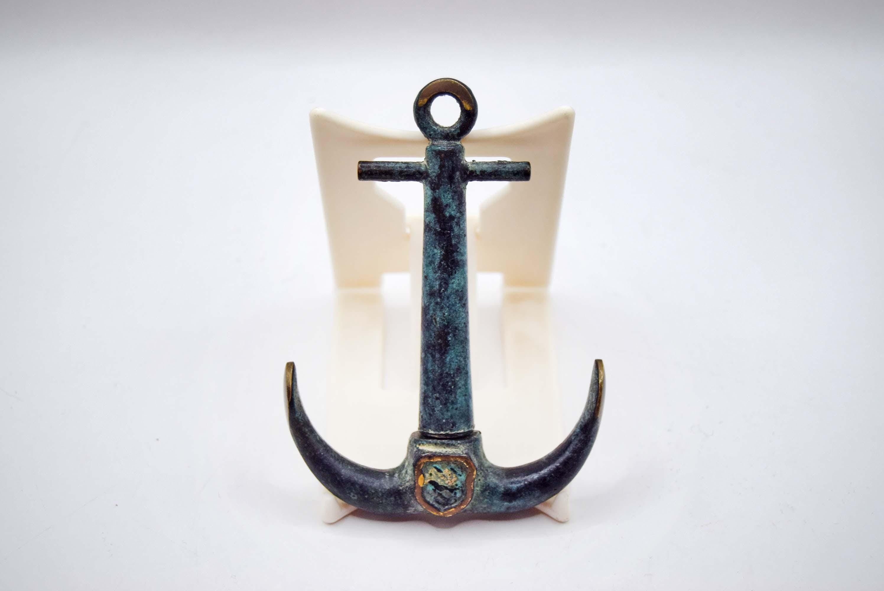 Antique Iron Anchor Corkscrew with Shield. Original patina. c1940s