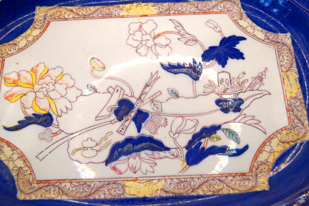 Rare Mason's Ashworth Ironstone Platter: 14" Imari Style Cobalt Blue Charger