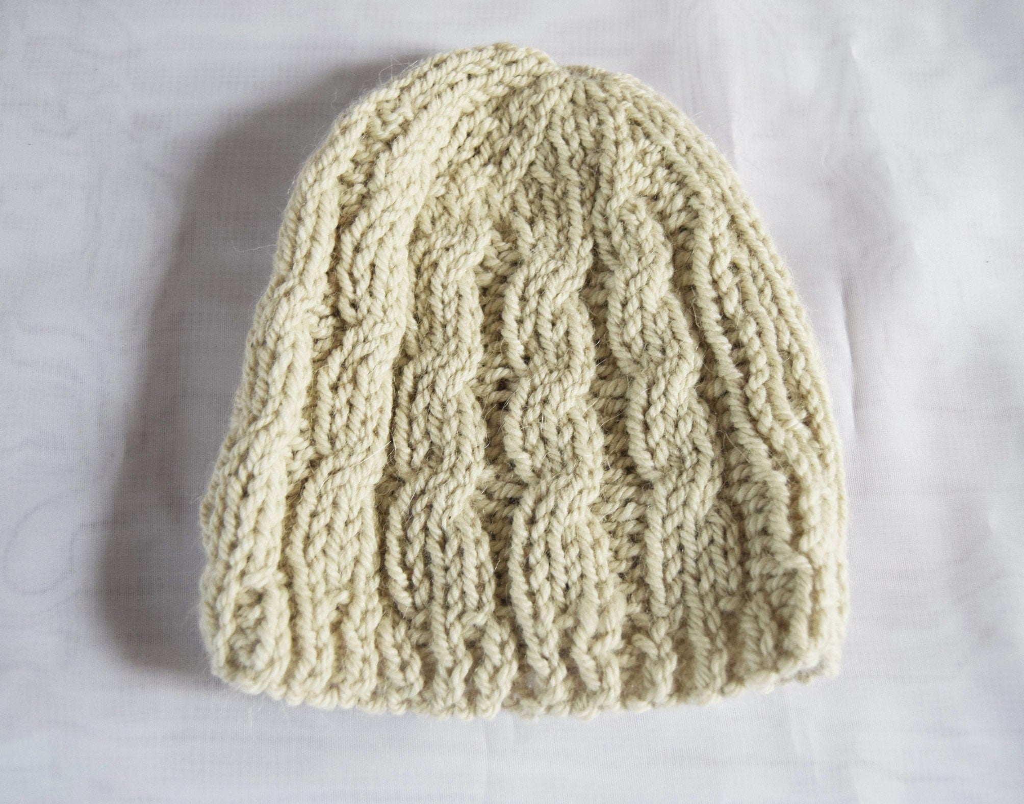 Hand spun, hand knitted luxury alpaca fibre beanie hat