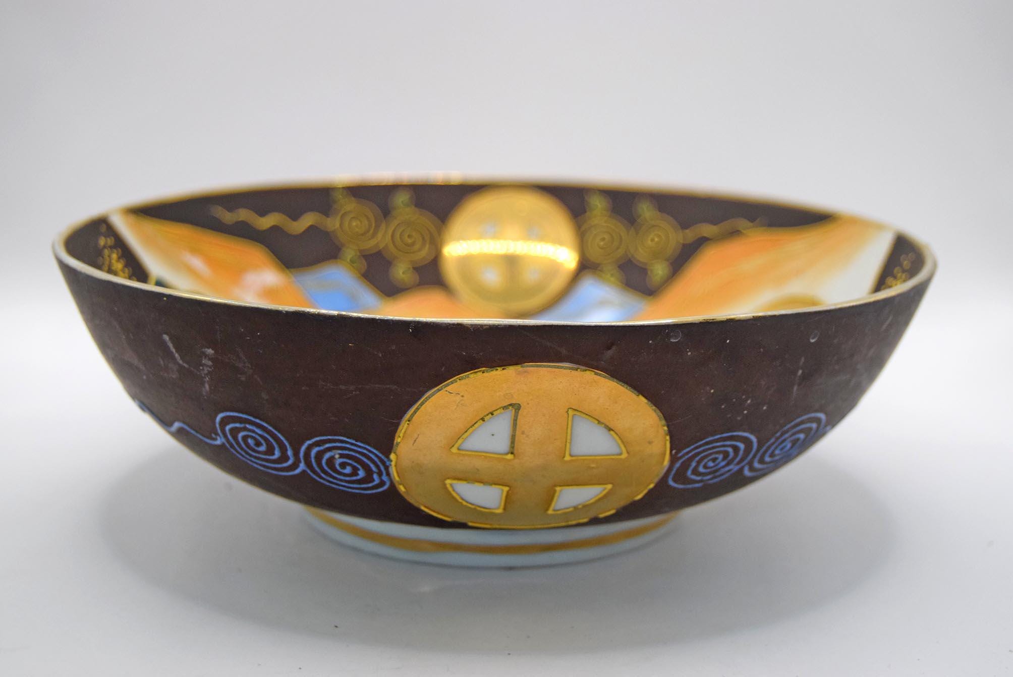 Antique Satsuma Kutani Plate: Meiji Era Gilded Immortals Scene