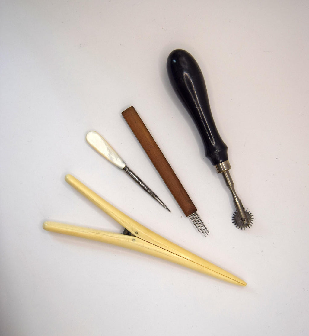 Antique Victorian Sewing Tool Set | M.O.P Awl, Bone Glove Stretcher