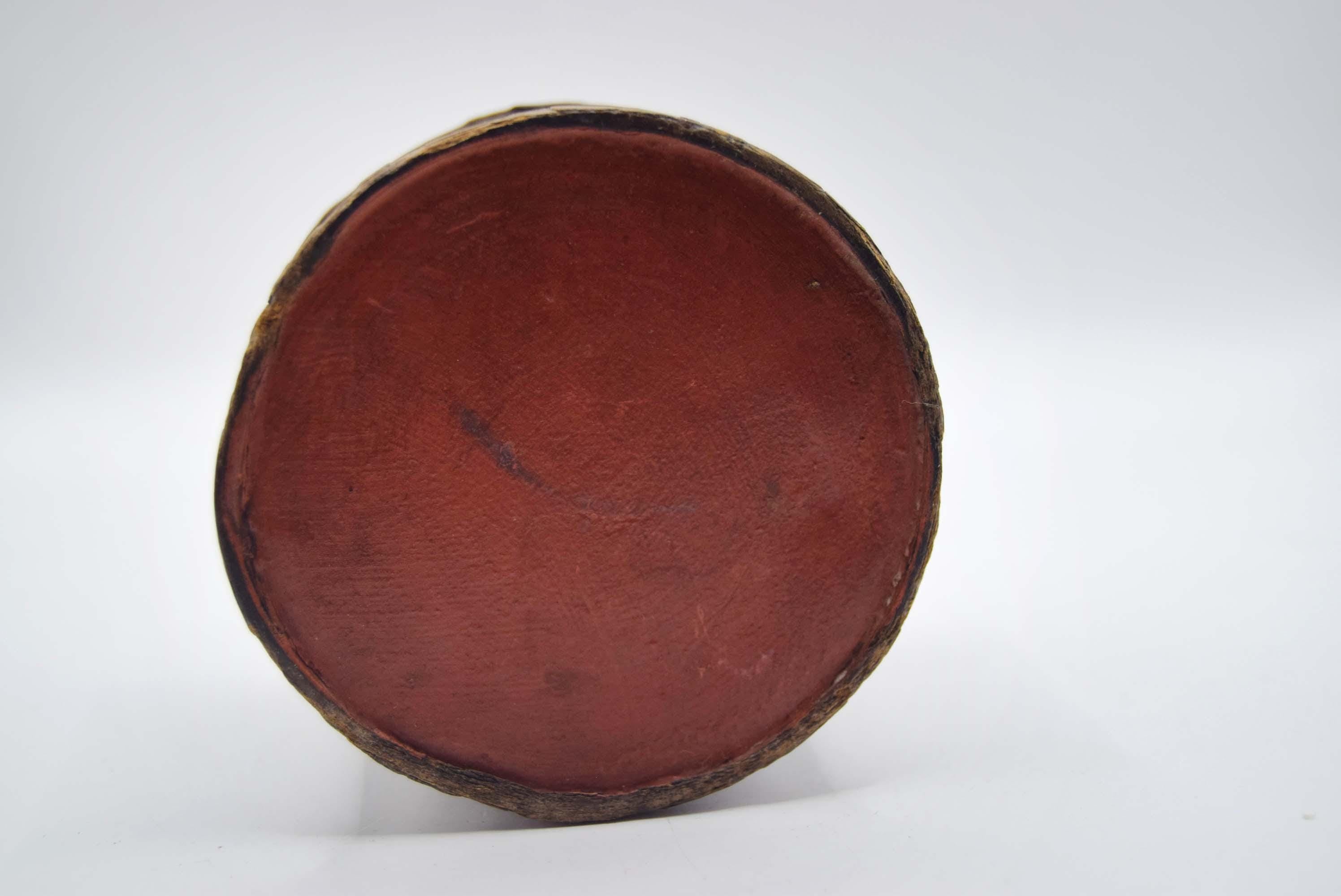 Antique Victorian Papier-Mâché Box Floral motifs Cufflink Trinket Jewelry box