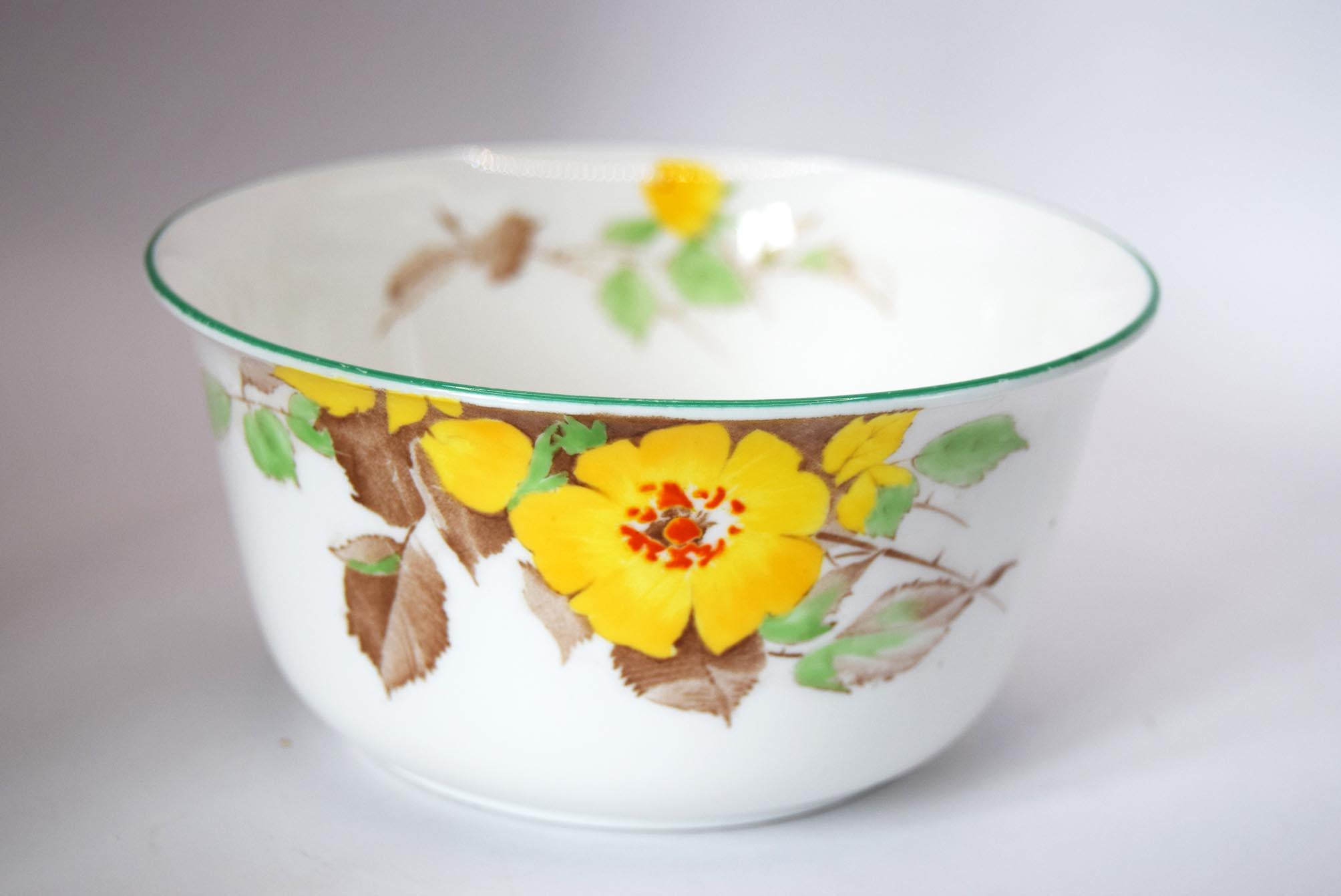 Very Rare Art Deco Shelley Yellow Roses Sugar Small Bowl c1930s