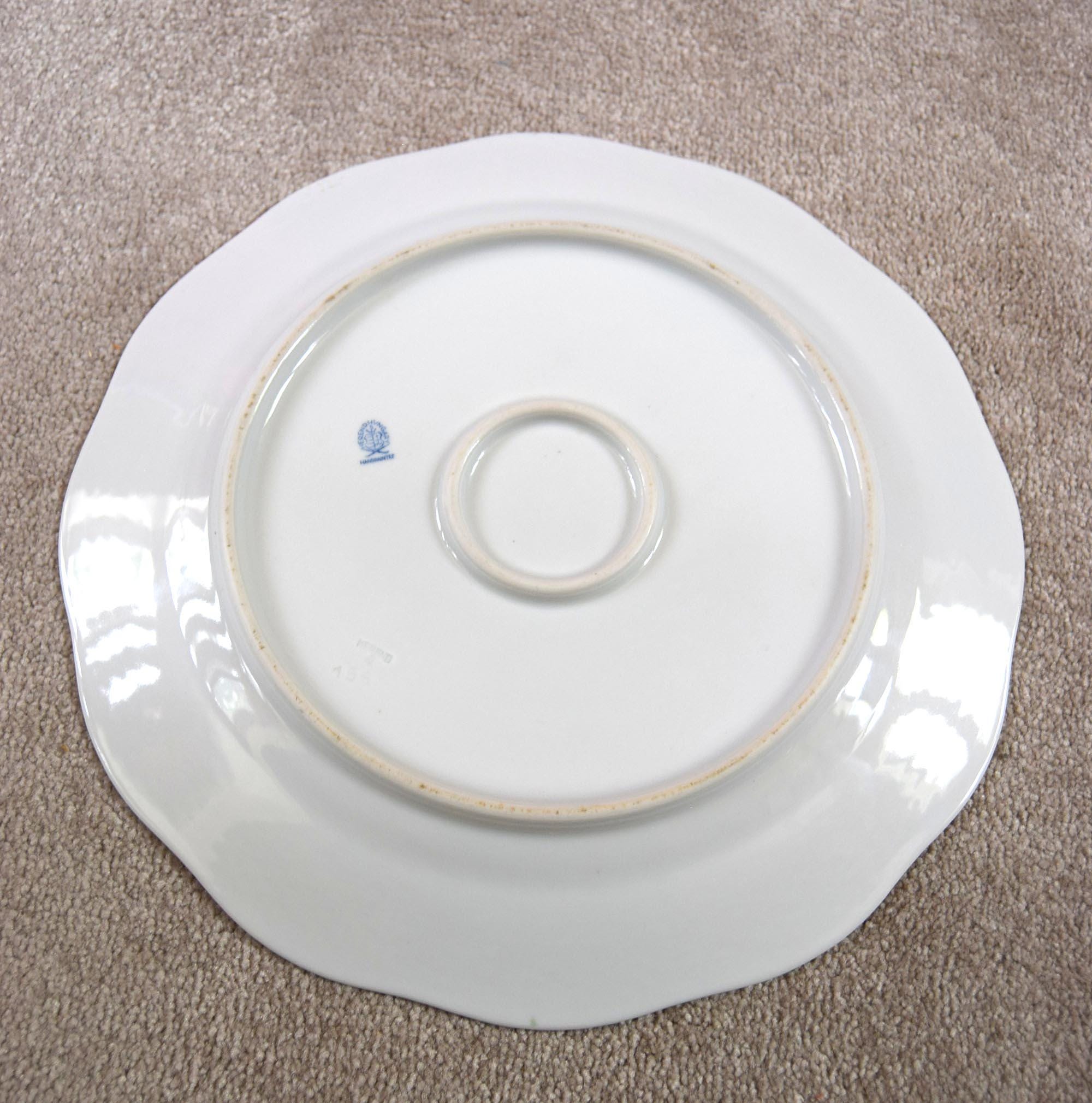 Rare Large HEREND Porcelain Tulip Design Platter Charger  1940s