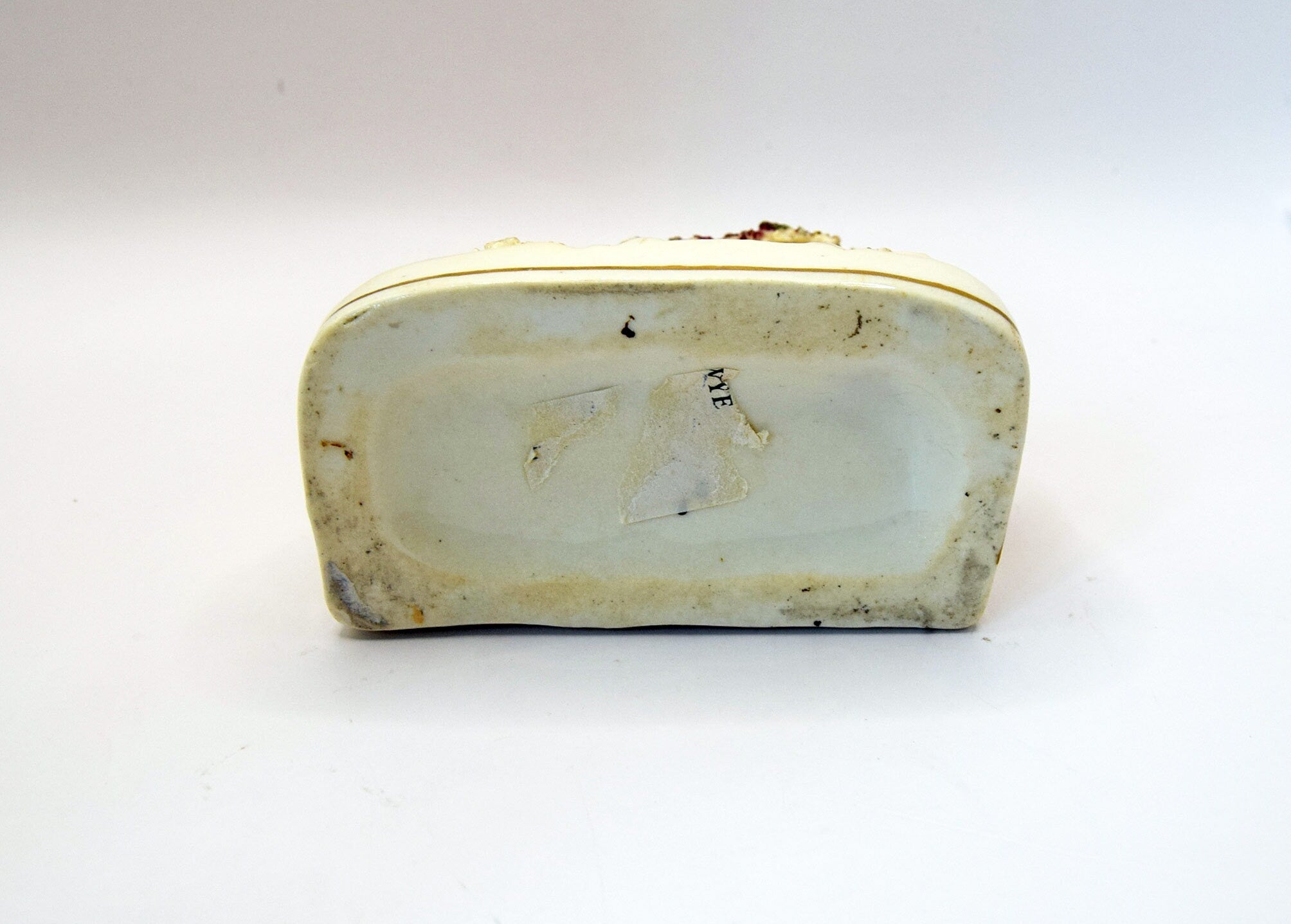 Staffordshire Flatback Pottery Pastille Burner c1840.  Rare pre-firing damage to rear.