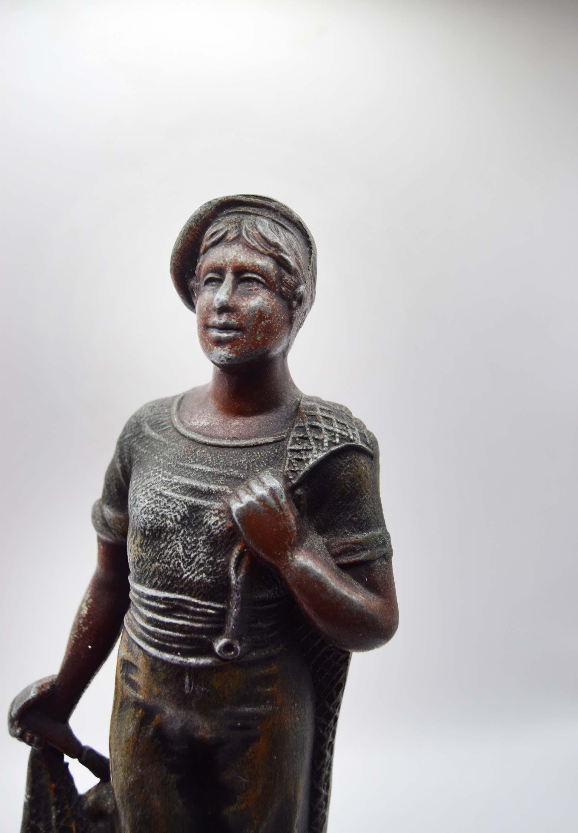 Late 19thC 'Pecheur' French Spelter Figurine - Fisherman - Height 11.5"