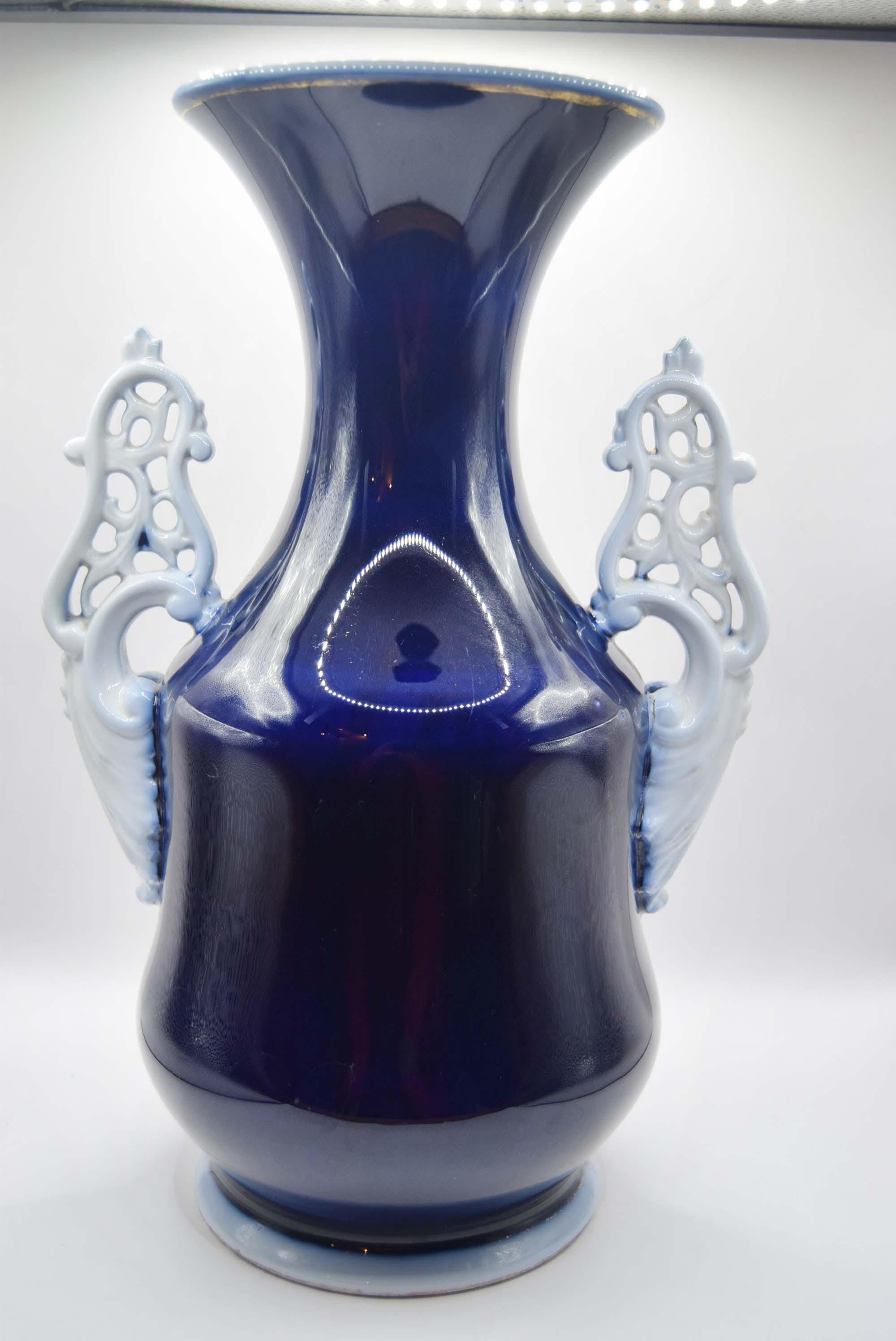 French Antique Valentine Porcelain Vase, Wedding Bride Vase, Hand-Painted c1850s