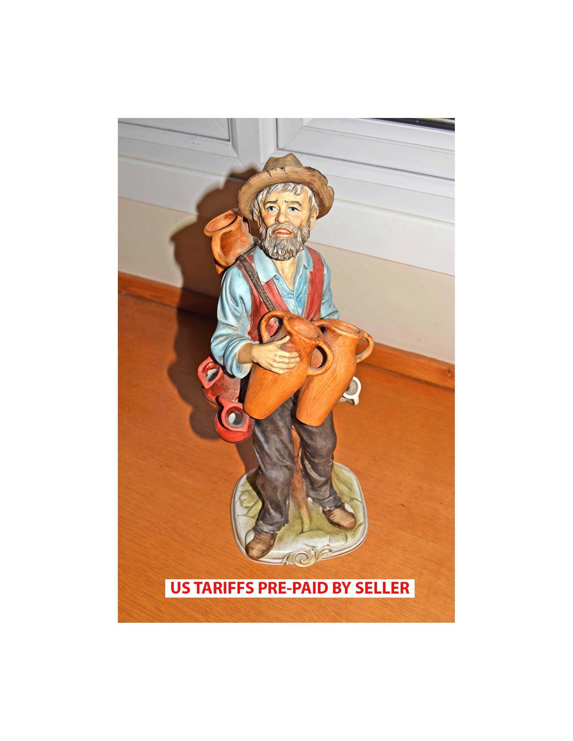 RARE Large bisque figurine of Old Man Pedlar Wine Seller by Ardalt Lenwile