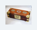 Oriental Rosewood Jewelry Box | Brass & Enamel | Silk Lined | Mid Century c1950s