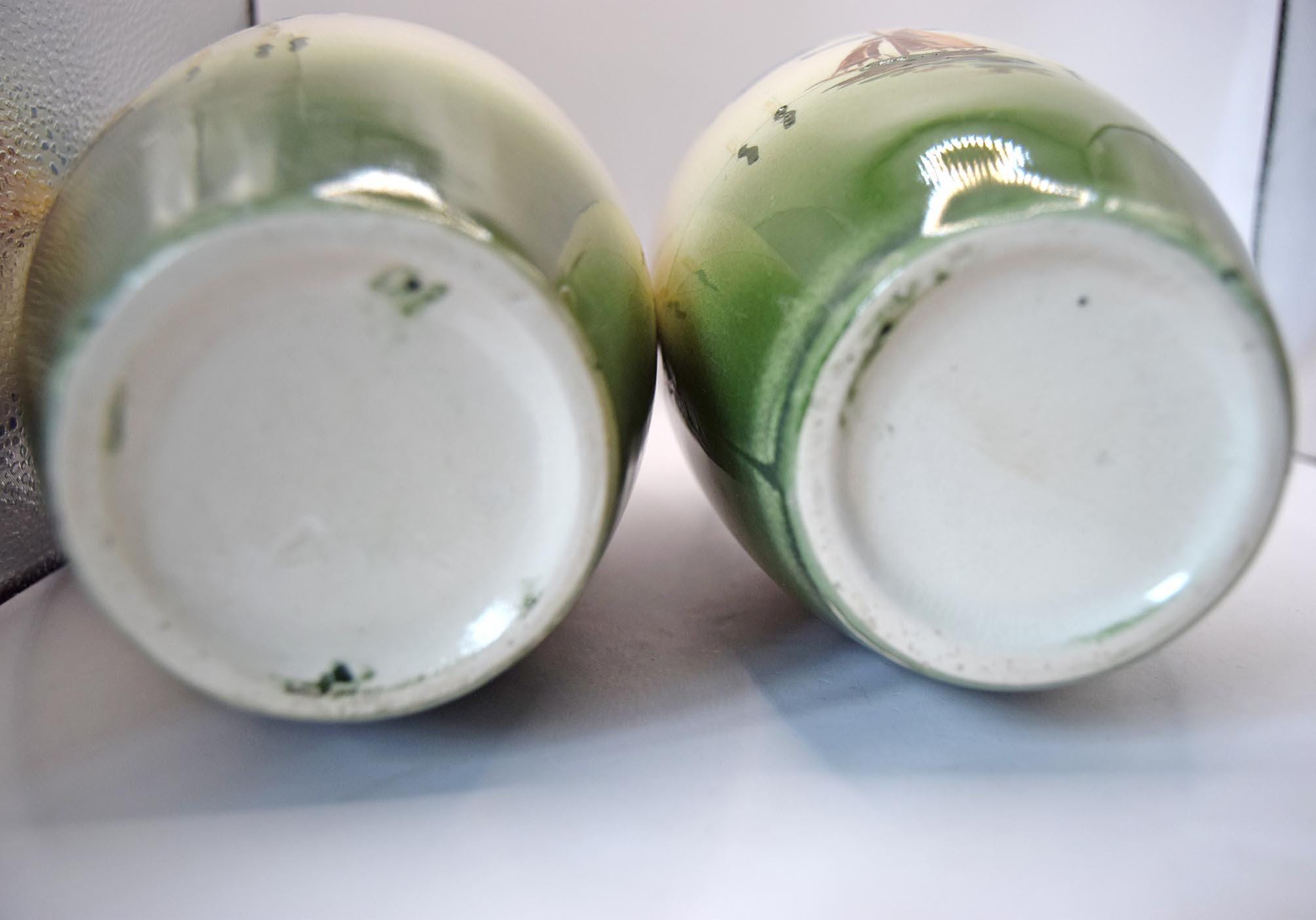 2 x Vintage Ceramic Vases with Hand Painted Boating Scenes | c1930s
