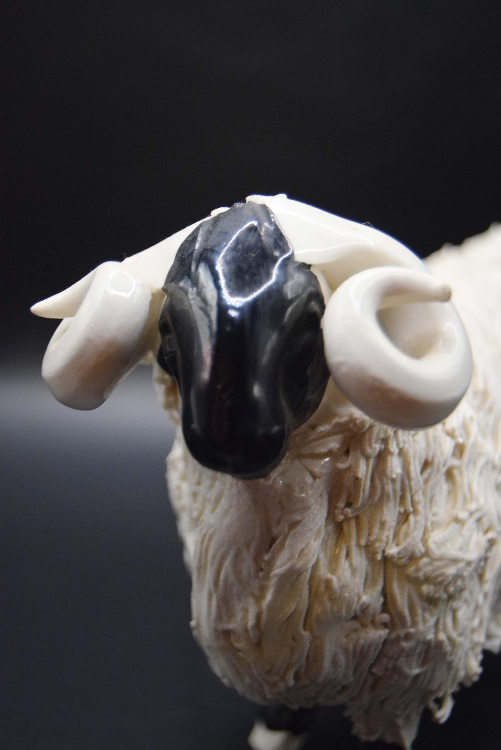 Spaghetti Pottery Blackface Highland Ram Figurine c1960s