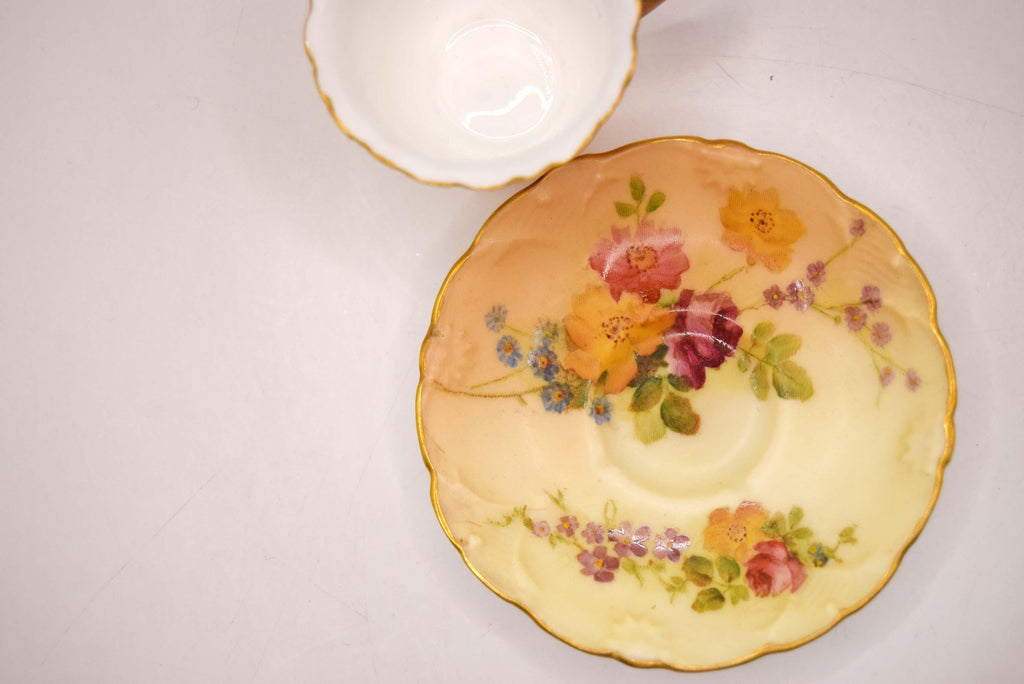 MINT 1901 Royal Worcester Miniature Teacup & Saucer - Blush Ivory -RN 234574