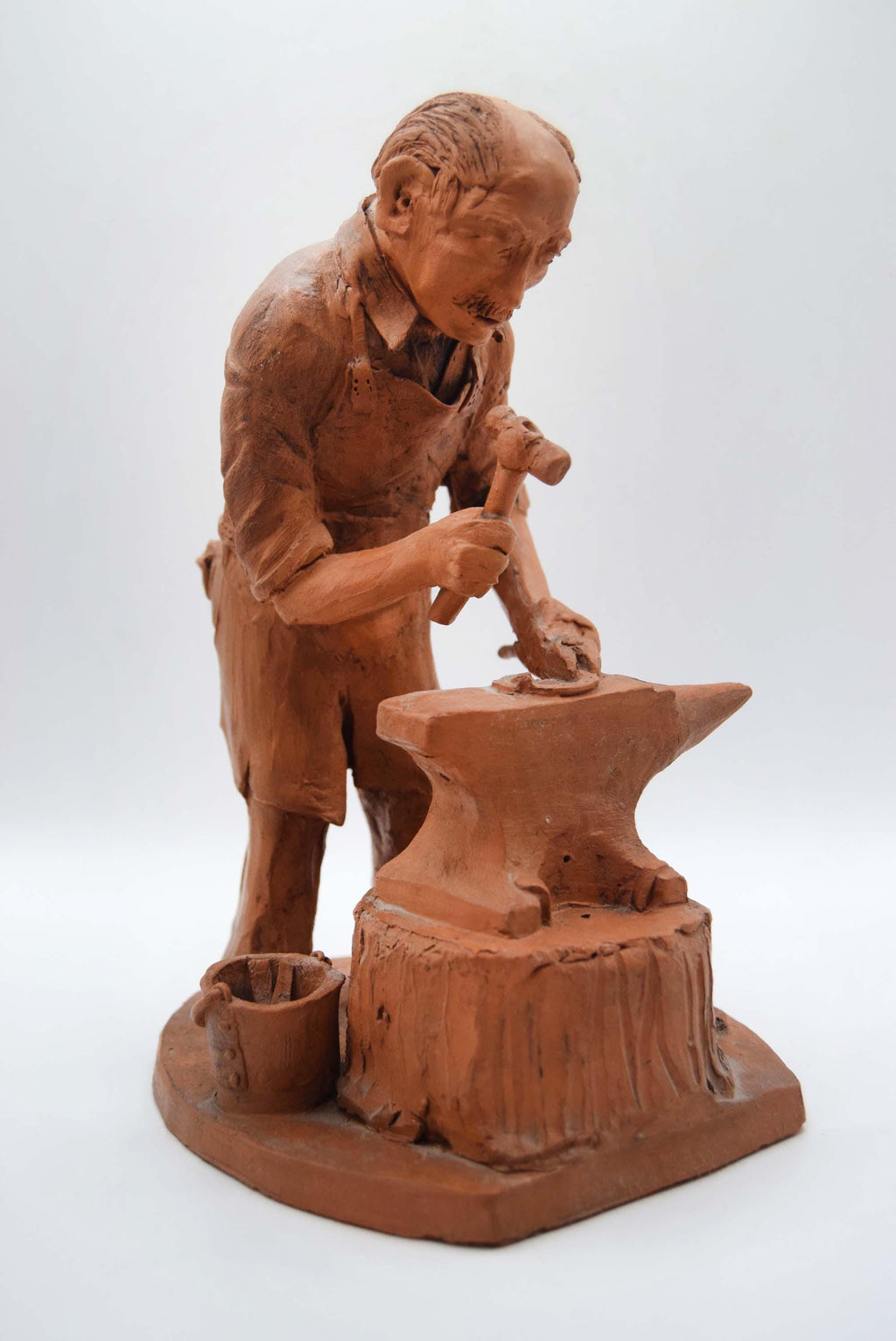 Vintage 1980 Terracotta 'Blacksmith' Figurine â€“ by Sculptor Leslie Fishleigh