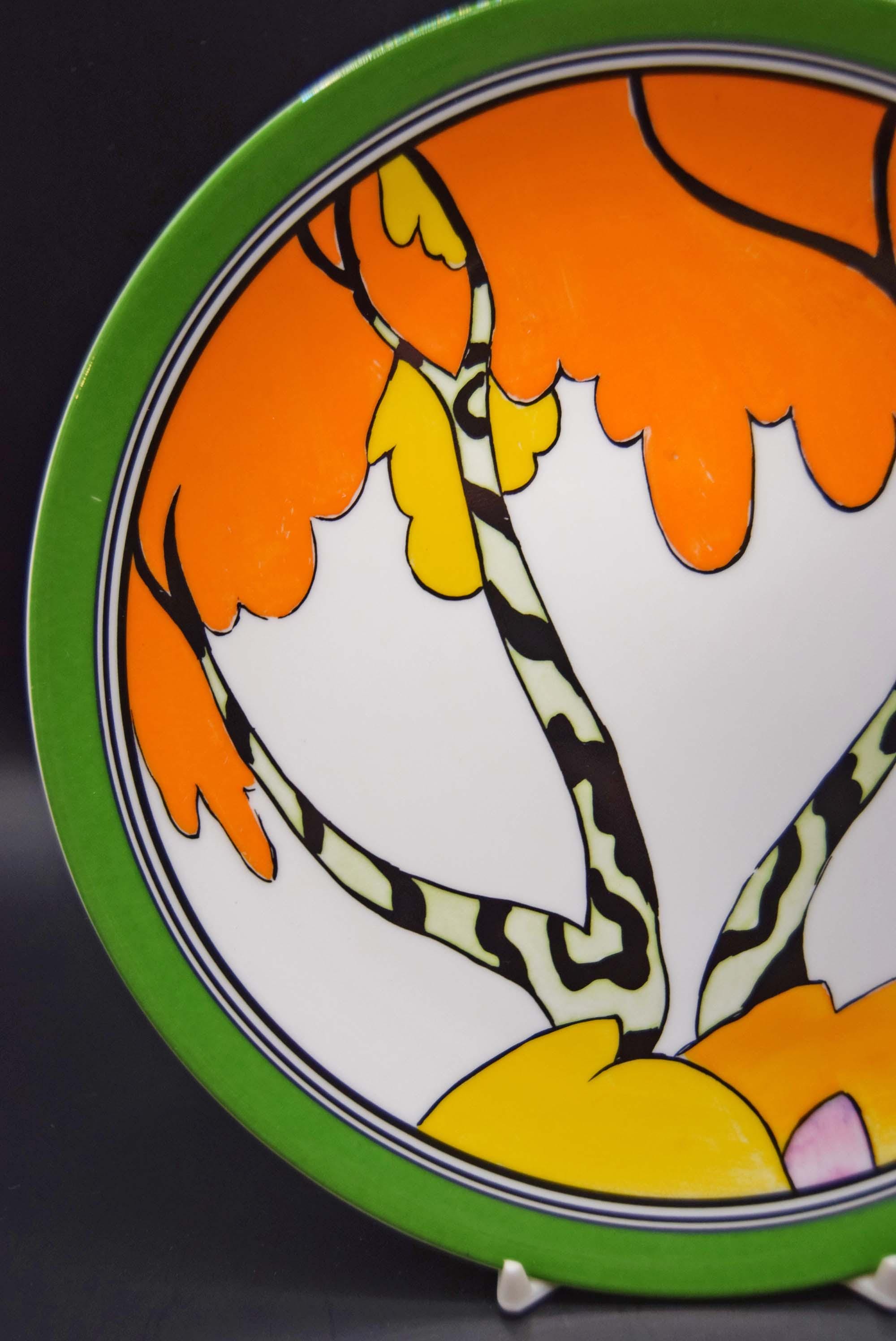 Clarice Cliff Honolulu Plate, Wedgwood Bone China, Art Deco Decor