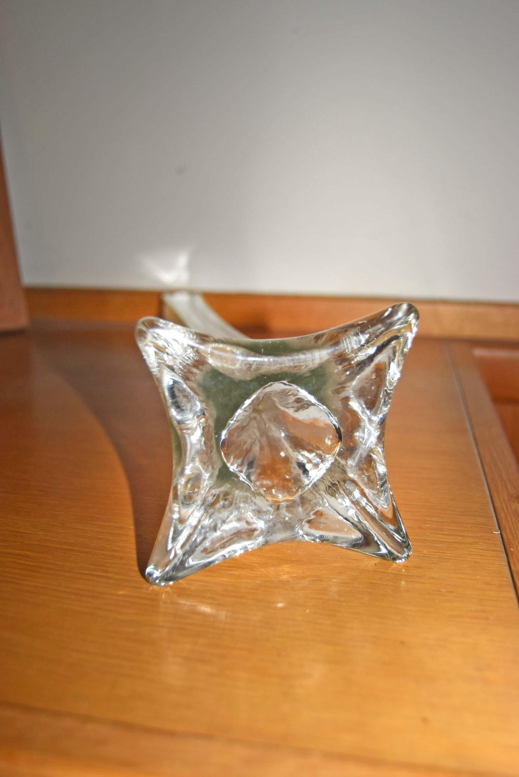 French Art Glass Tall Slim Vase 15 3/4" Footed Base c1950s Mint condition