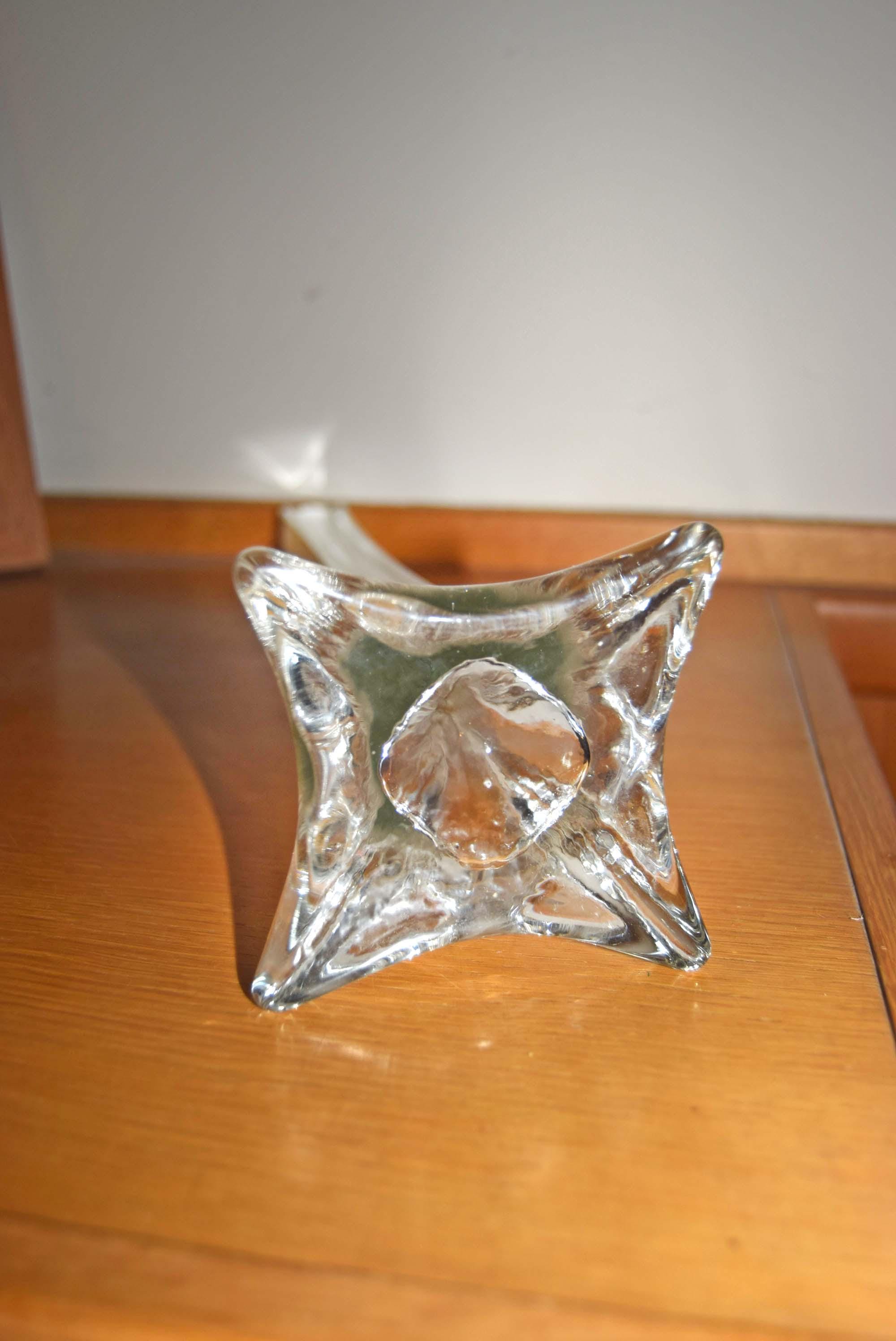 French Art Glass Tall Slim Vase 15 3/4" Footed Base c1950s Mint condition