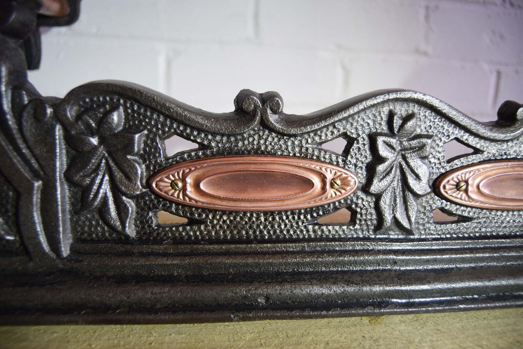 Rare Victorian Cast Iron & Copper Fender c1890s | Victorian fenders | Antique home decor