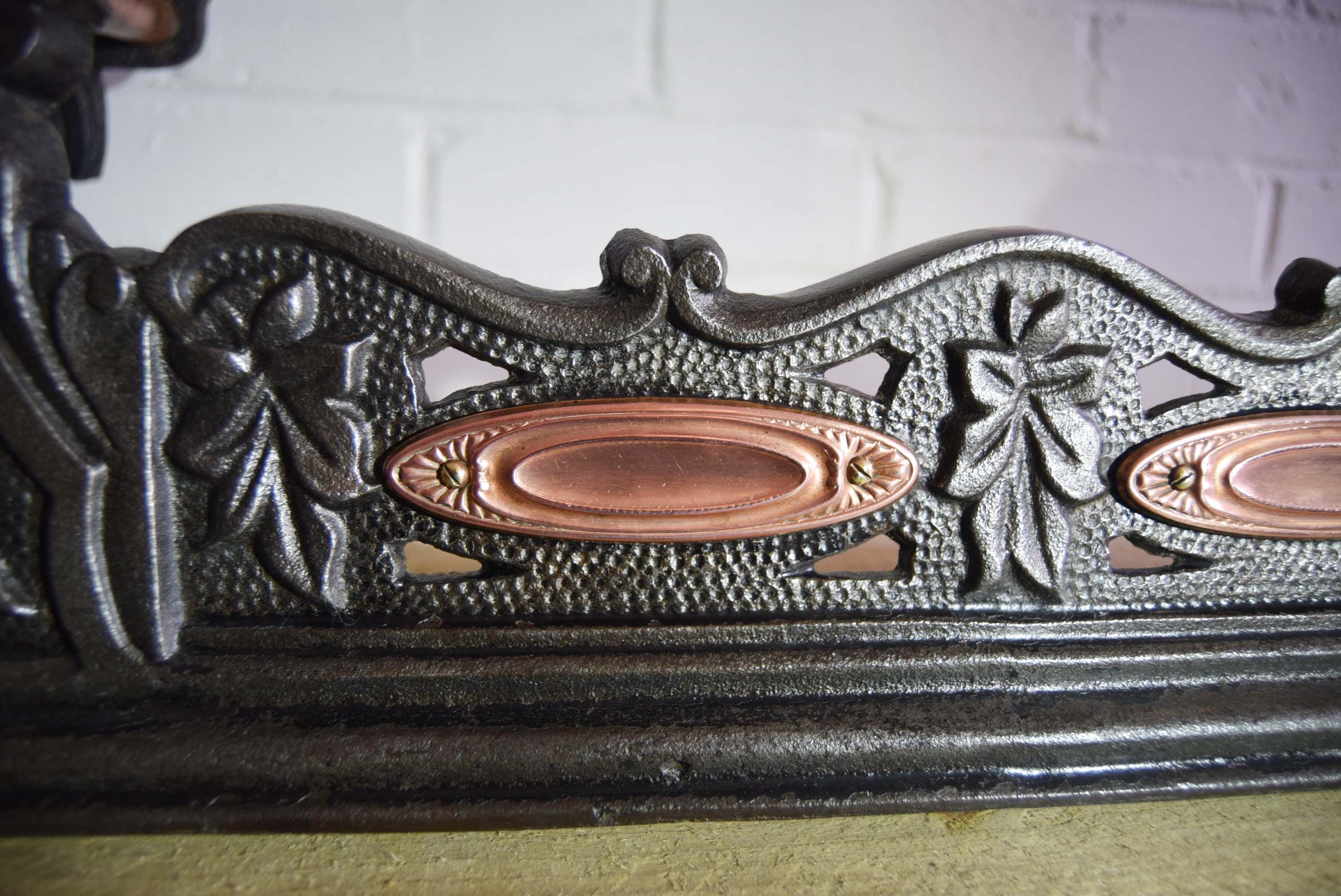 Rare Victorian Cast Iron & Copper Fender c1890s | Victorian fenders | Antique home decor