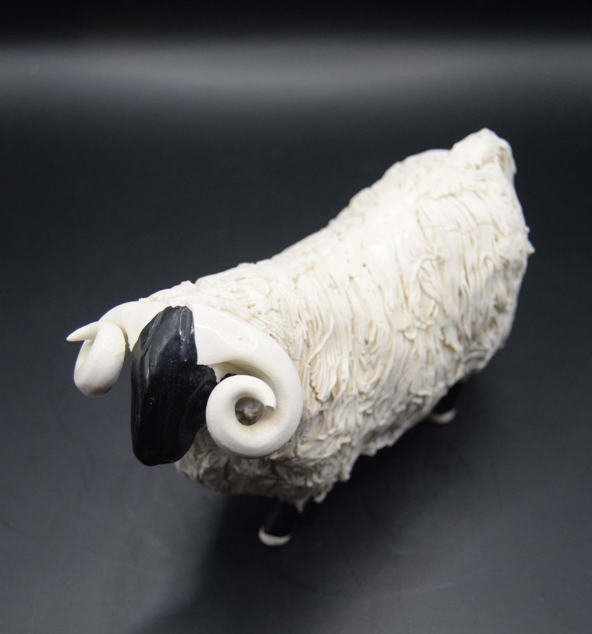 Spaghetti Pottery Blackface Highland Ram Figurine c1960s