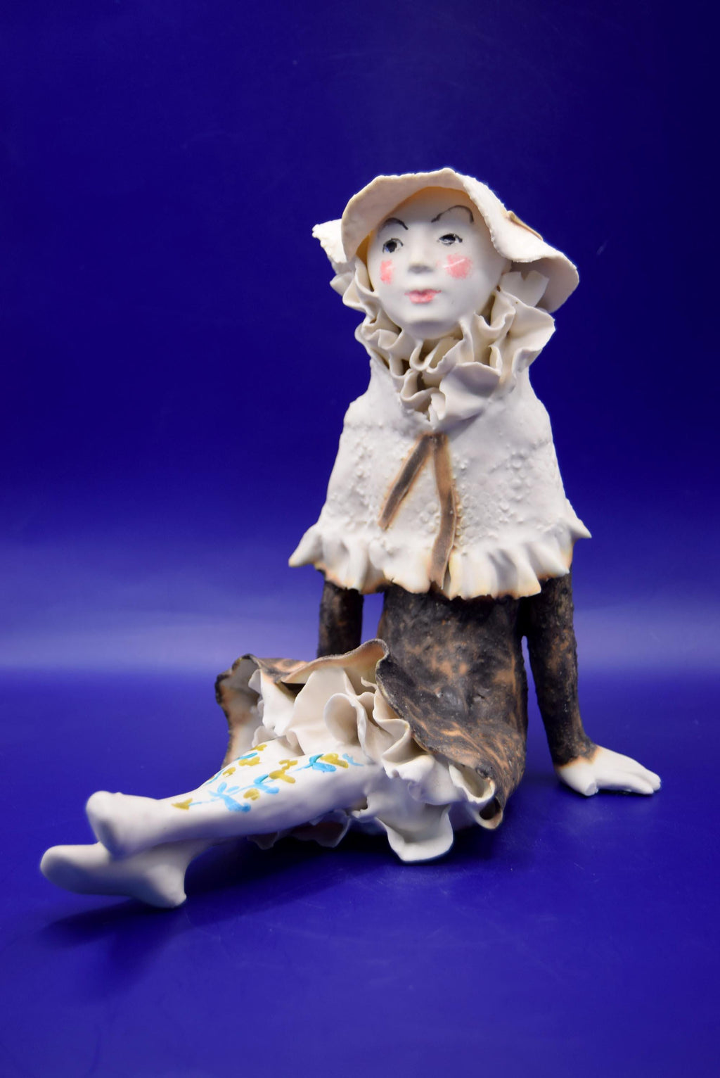 Rare Porcelain Sitting Woman Figurine by Gillian Still c1950s Height 22cms